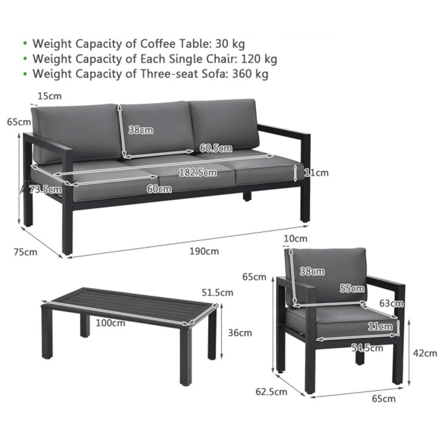 Alora 4-Piece Premium Outdoor Aluminum Furniture Set For Backyard & Poolside