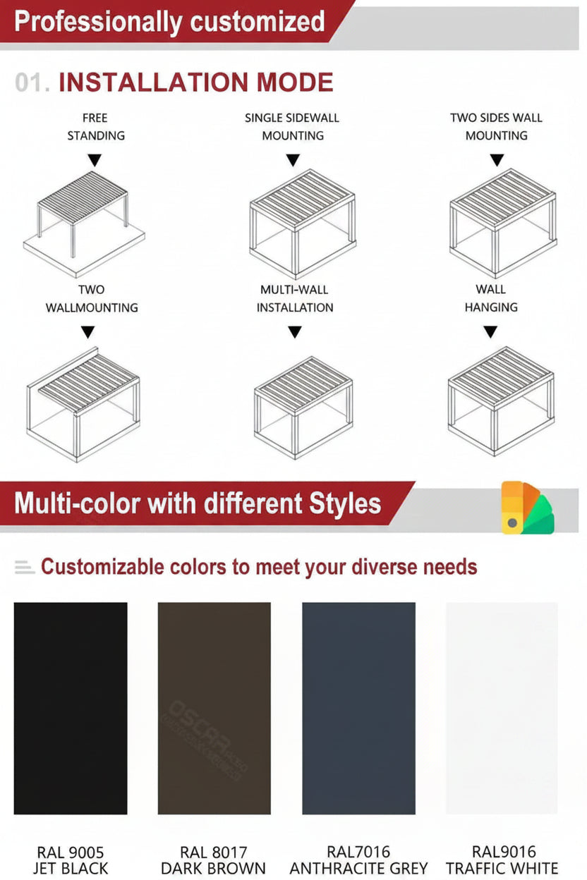 Garden Gazebo Pergola Patio Canopy Greenhouse Pavilion Carports Covers Aluminum Powder Coated for Villa Swimming Pool pergola