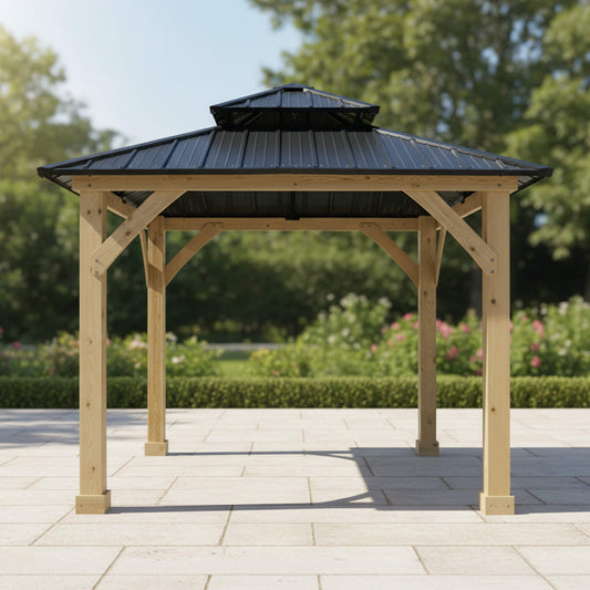 [10X10FT] Alora Premium Outdoor Patio Hardtop Gazebo W/ Double Steel Roof