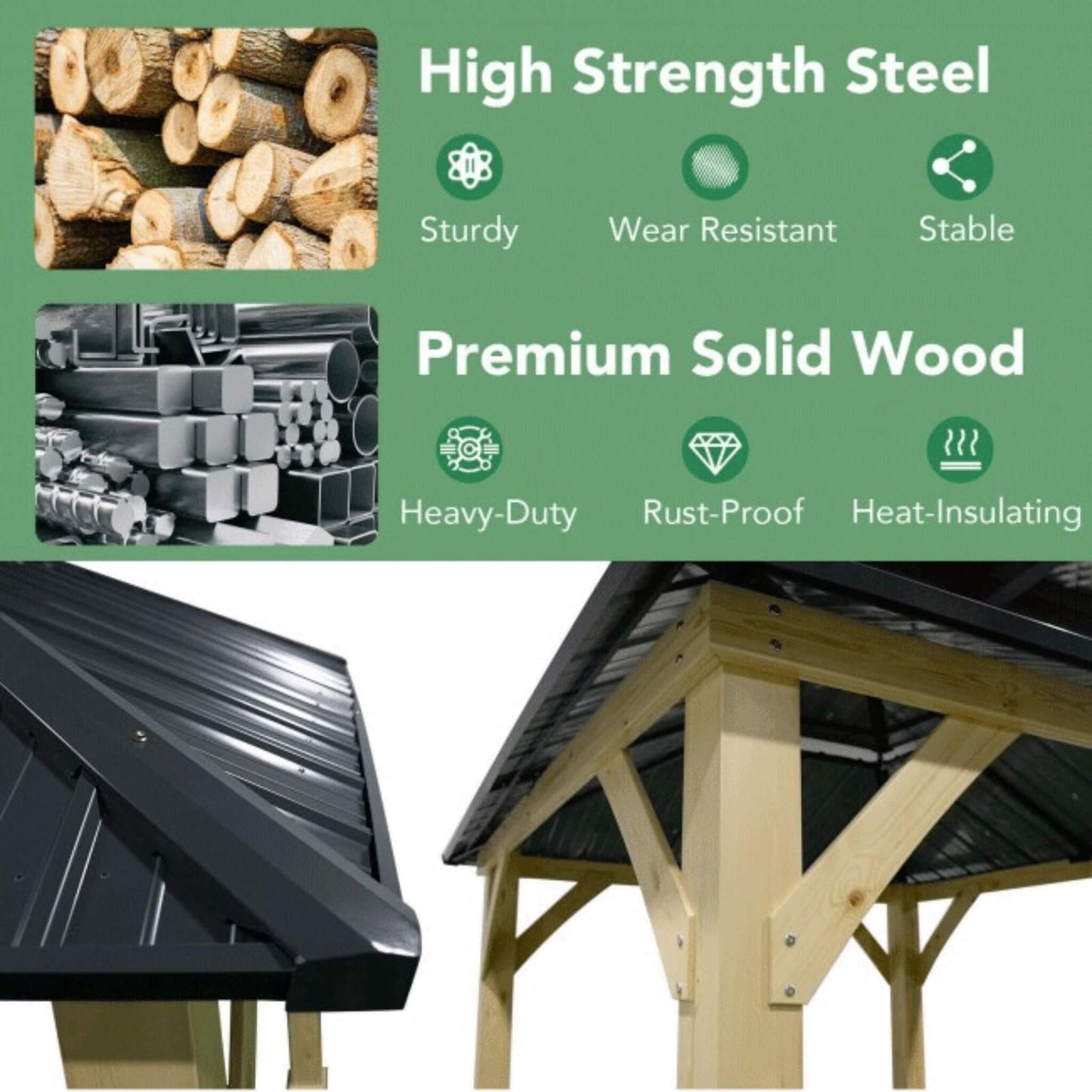 [10X10FT] Alora Premium Outdoor Patio Hardtop Gazebo W/ Double Steel Roof