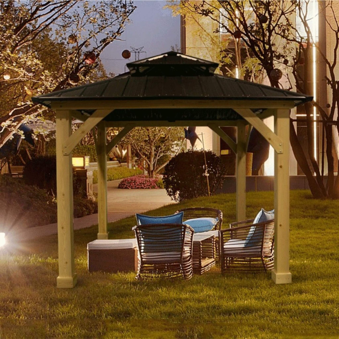 [10X10FT] Alora Premium Outdoor Patio Hardtop Gazebo W/ Double Steel Roof