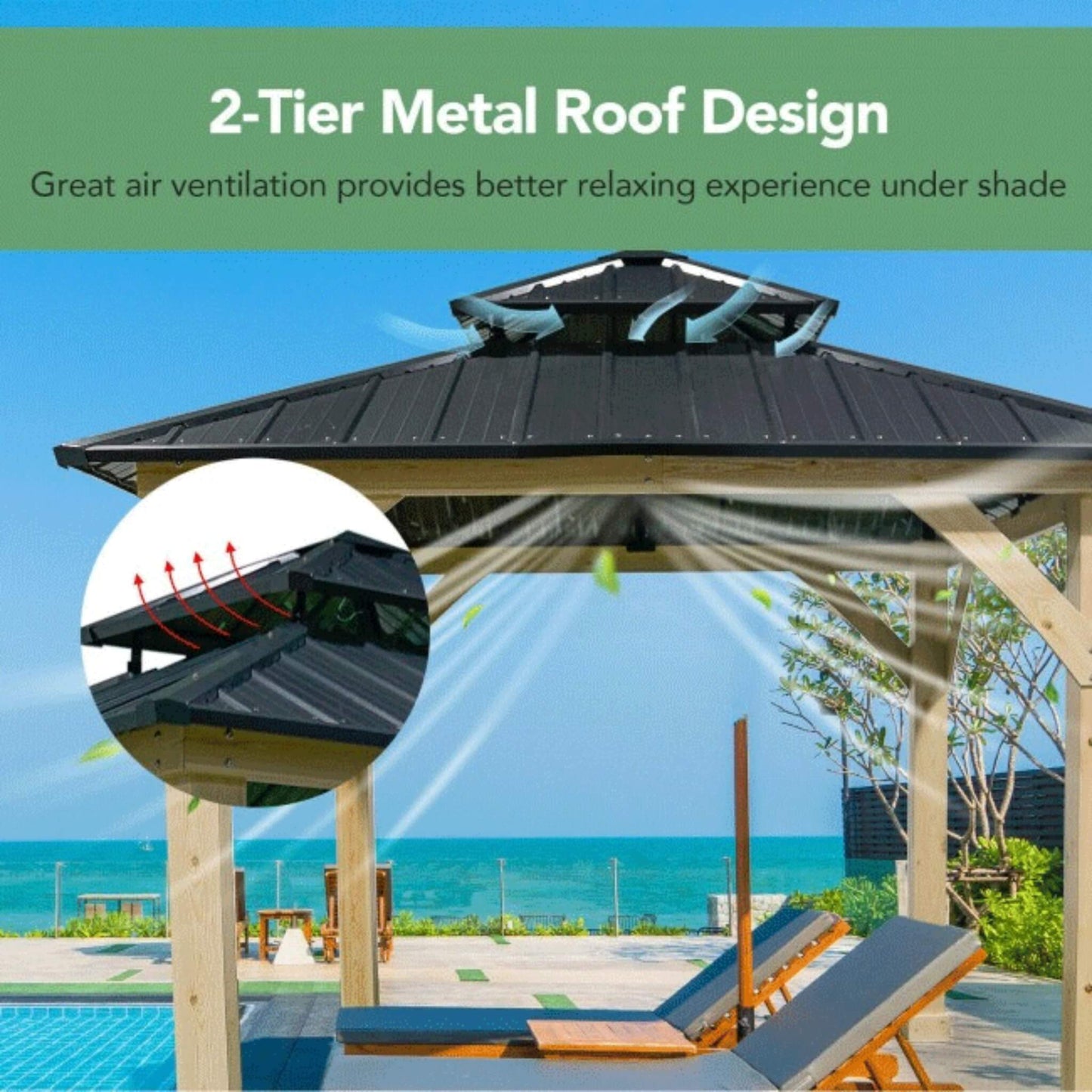 [10X10FT] Alora Premium Outdoor Patio Hardtop Gazebo W/ Double Steel Roof