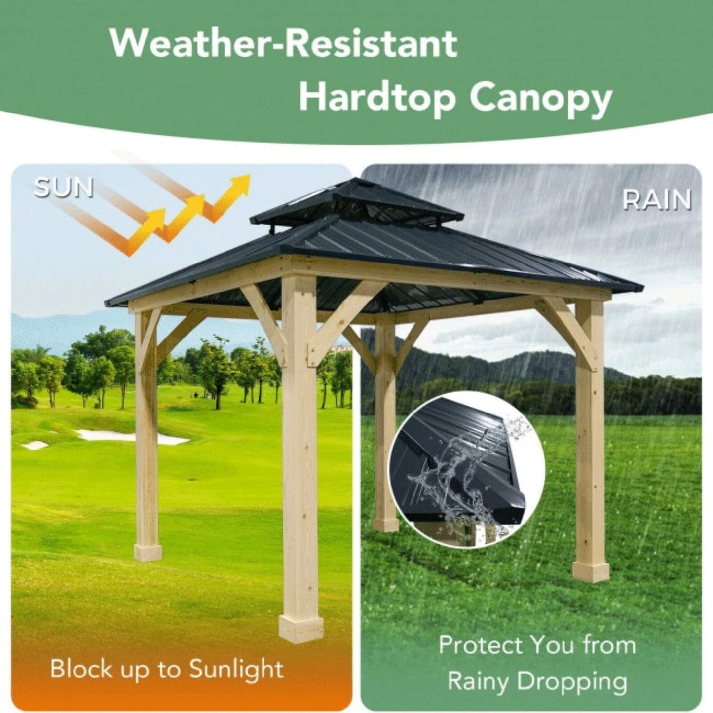 [10X10FT] Alora Premium Outdoor Patio Hardtop Gazebo W/ Double Steel Roof