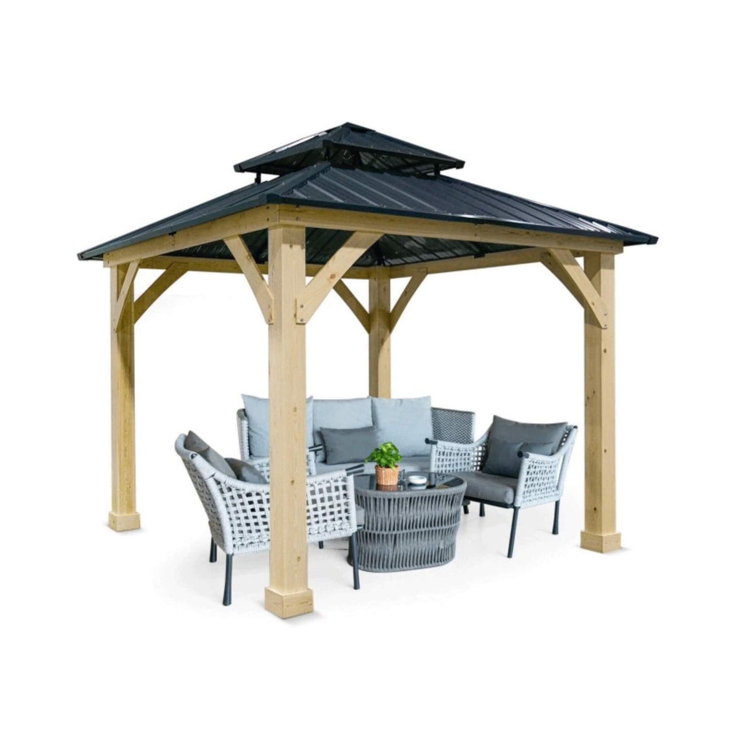 [10X10FT] Alora Premium Outdoor Patio Hardtop Gazebo W/ Double Steel Roof