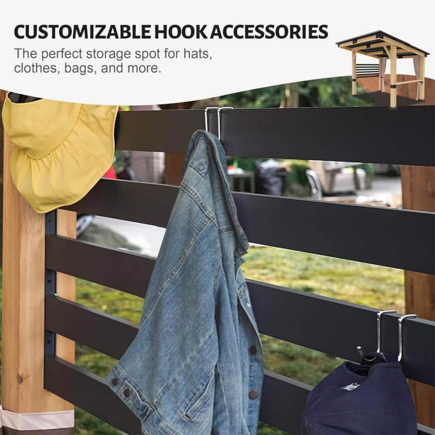 [10X12FT] Alora Heavy-Duty Premium Outdoor All-Season Wooden Cedar Hardtop Gazebo With Metal Roof & Back Curtains