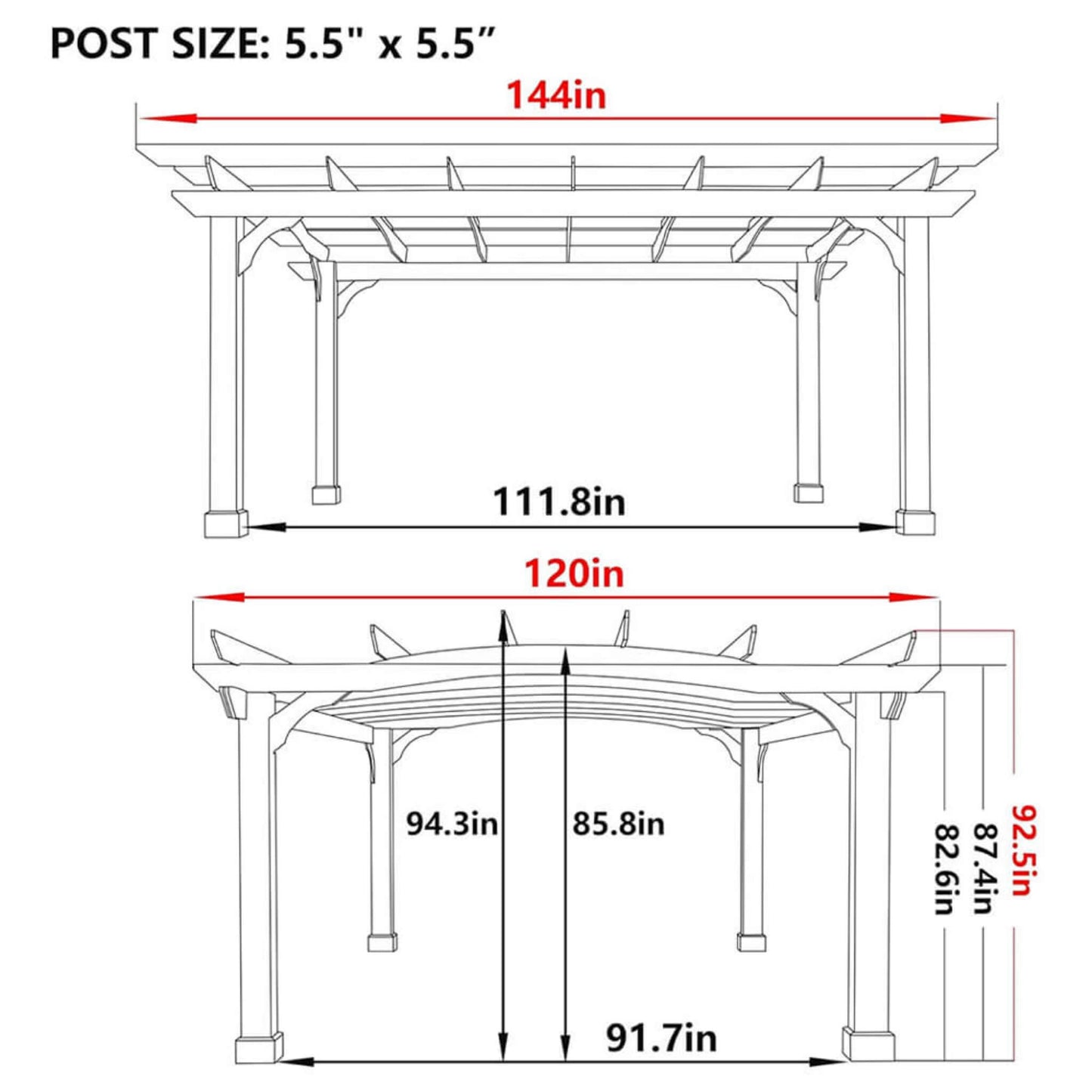 [10X12FT] Alora Premium Outdoor All-Season Backyard Patio Cedar Wood Gazebo Pergola With Arched Roof