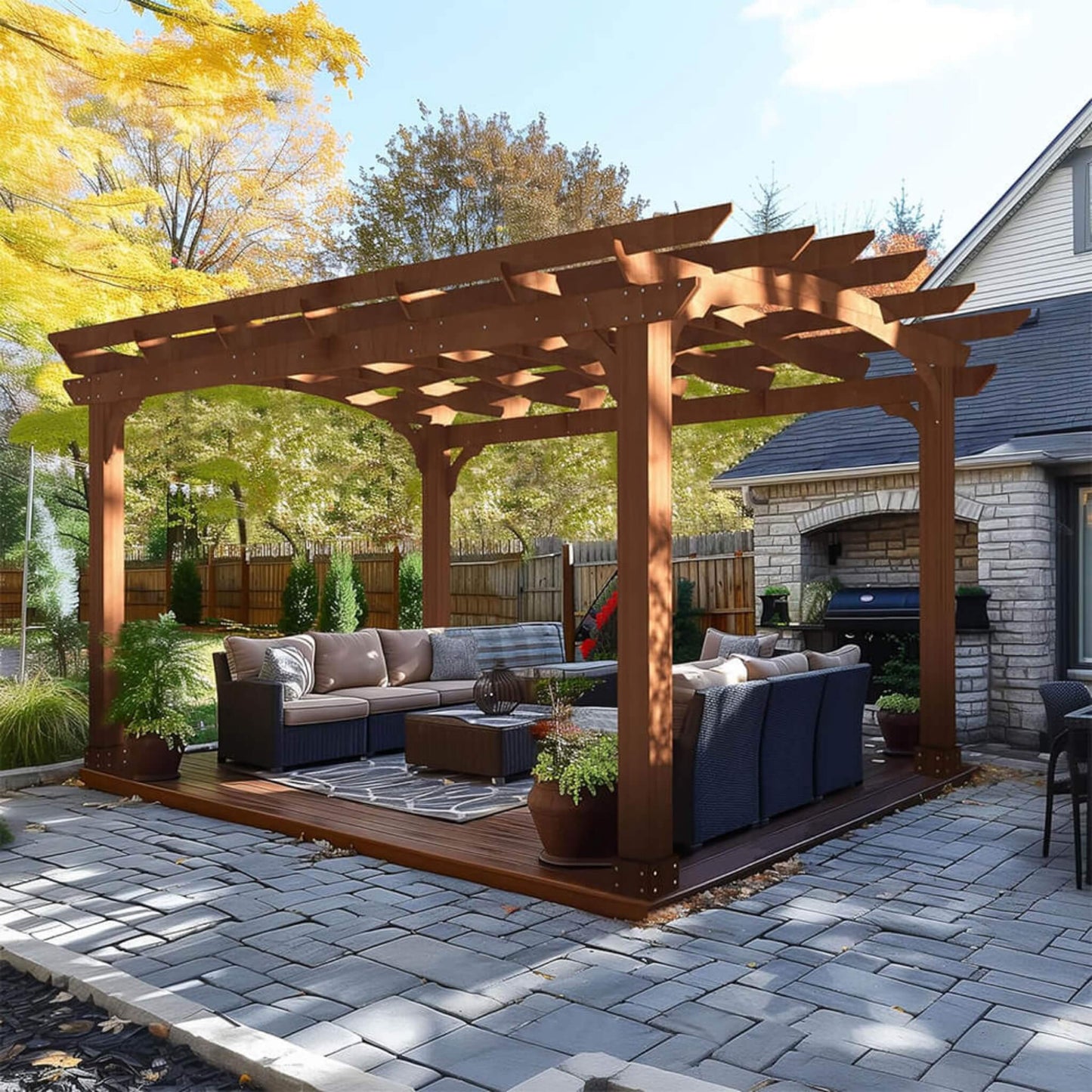[10X12FT] Alora Premium Outdoor All-Season Backyard Patio Cedar Wood Gazebo Pergola With Arched Roof