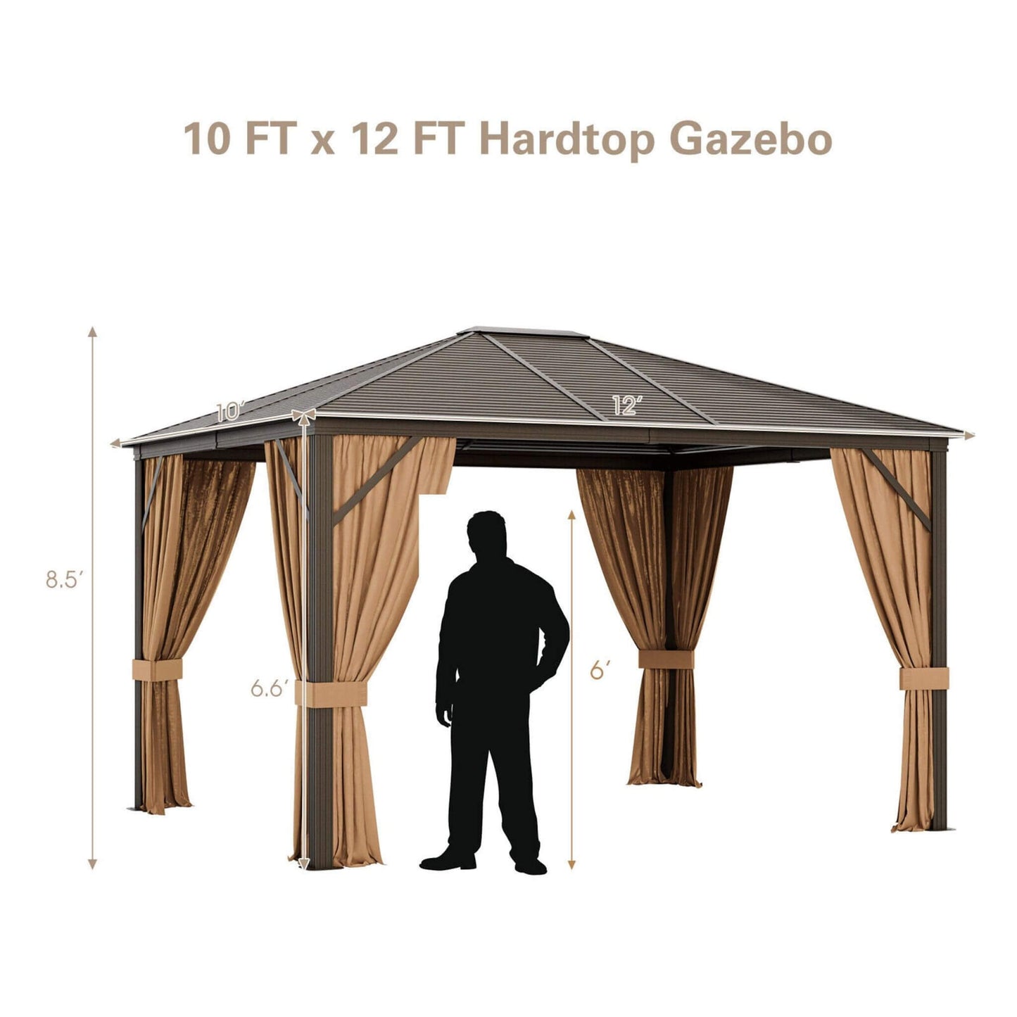 [10X12FT] Alora Premium Outdoor Hardtop Patio Gazebo W/ Galvanized Steel Top & Aluminum Frame