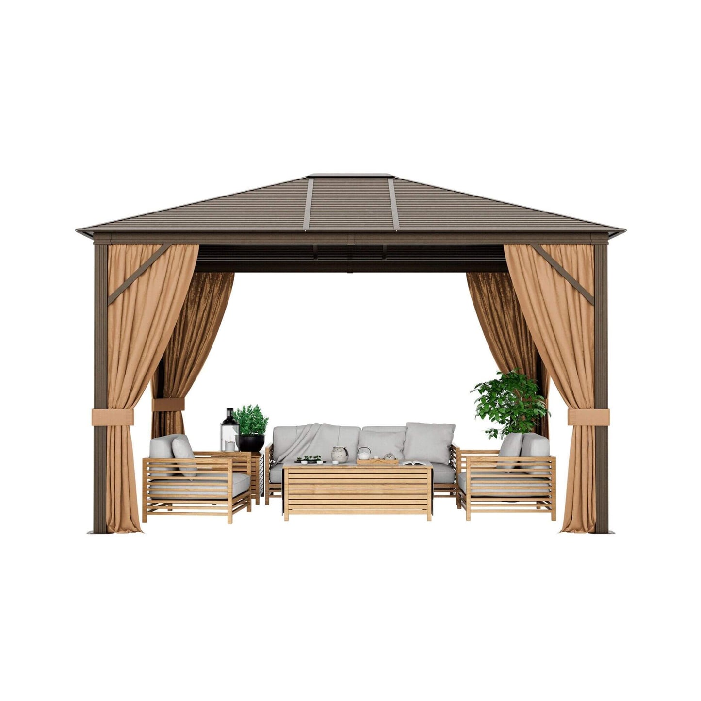 [10X12FT] Alora Premium Outdoor Hardtop Patio Gazebo W/ Galvanized Steel Top & Aluminum Frame