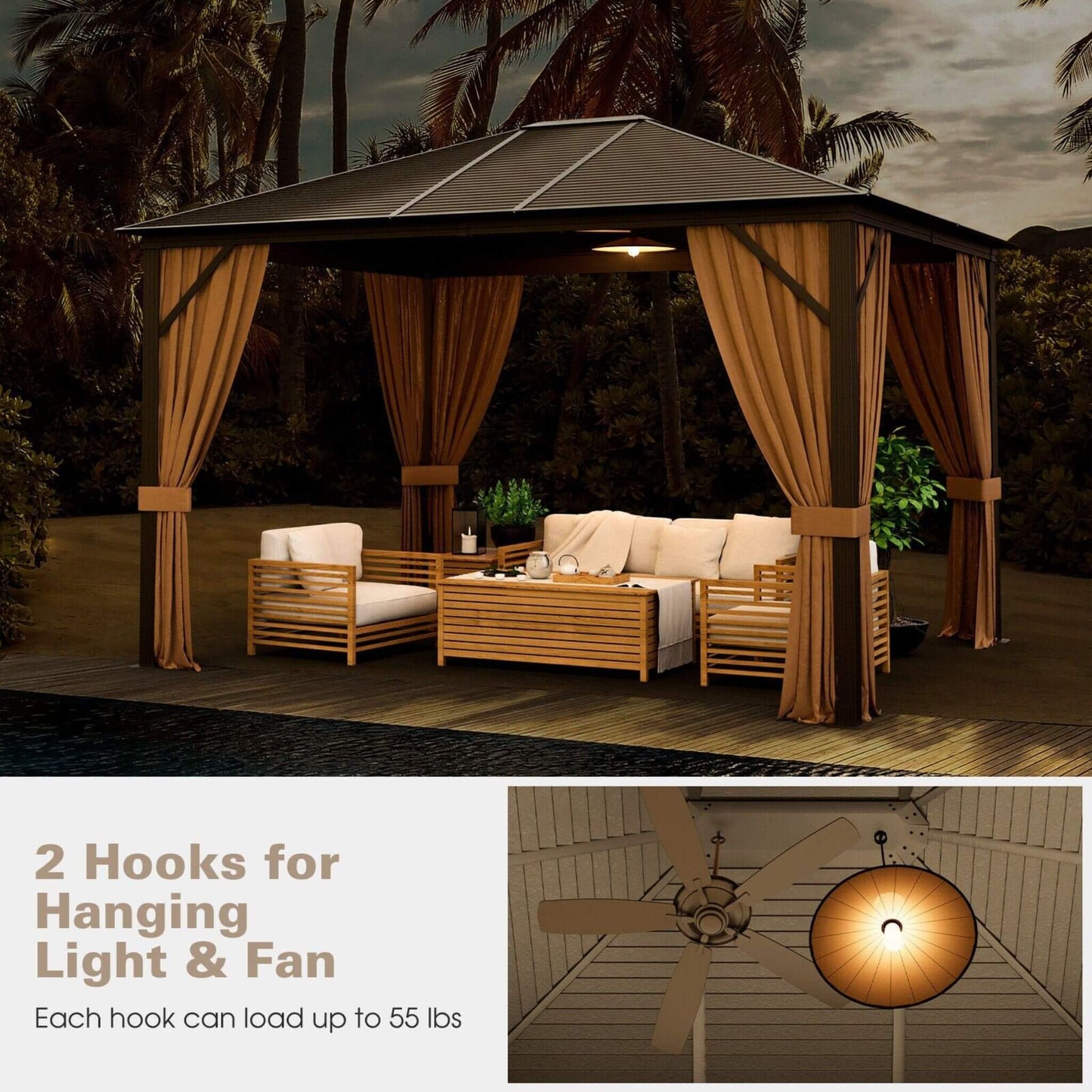 [10X12FT] Alora Premium Outdoor Hardtop Patio Gazebo W/ Galvanized Steel Top & Aluminum Frame
