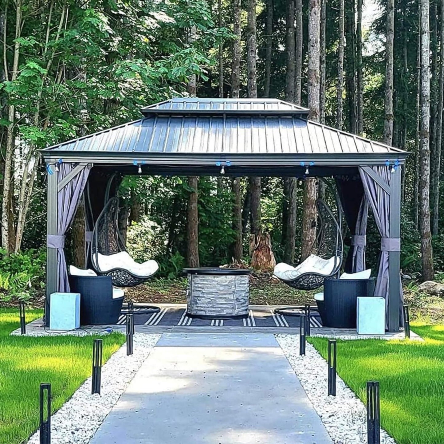 [10X13FT] Alora Large Premium Outdoor Hardtop Aluminum Gazebo With Galvanized Steel Double Roof