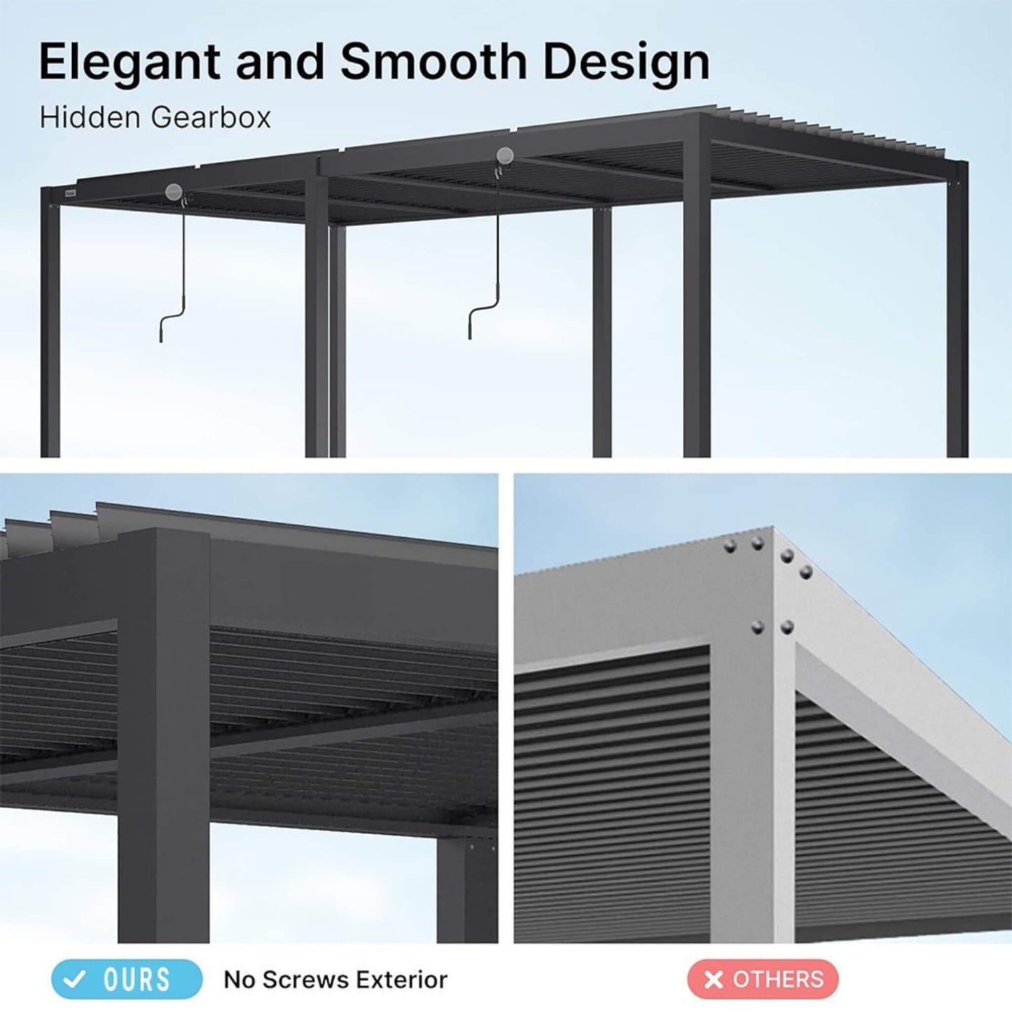[10X19FT] Alora Premium Full Aluminum Patio Outdoor Louvered Pergola With Adjustable Hardtop Roof