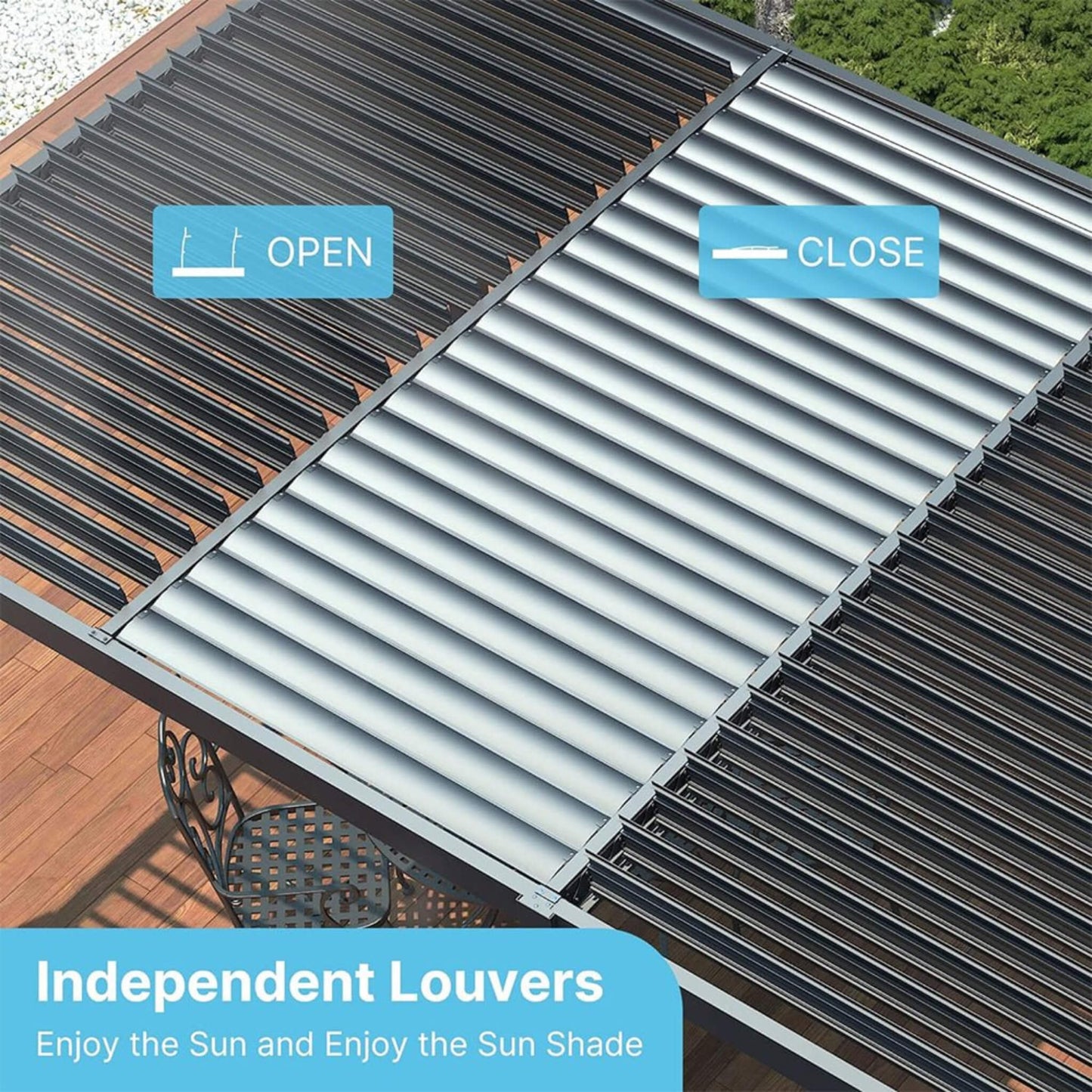 [10X19FT] Alora Premium Full Aluminum Patio Outdoor Louvered Pergola With Adjustable Hardtop Roof