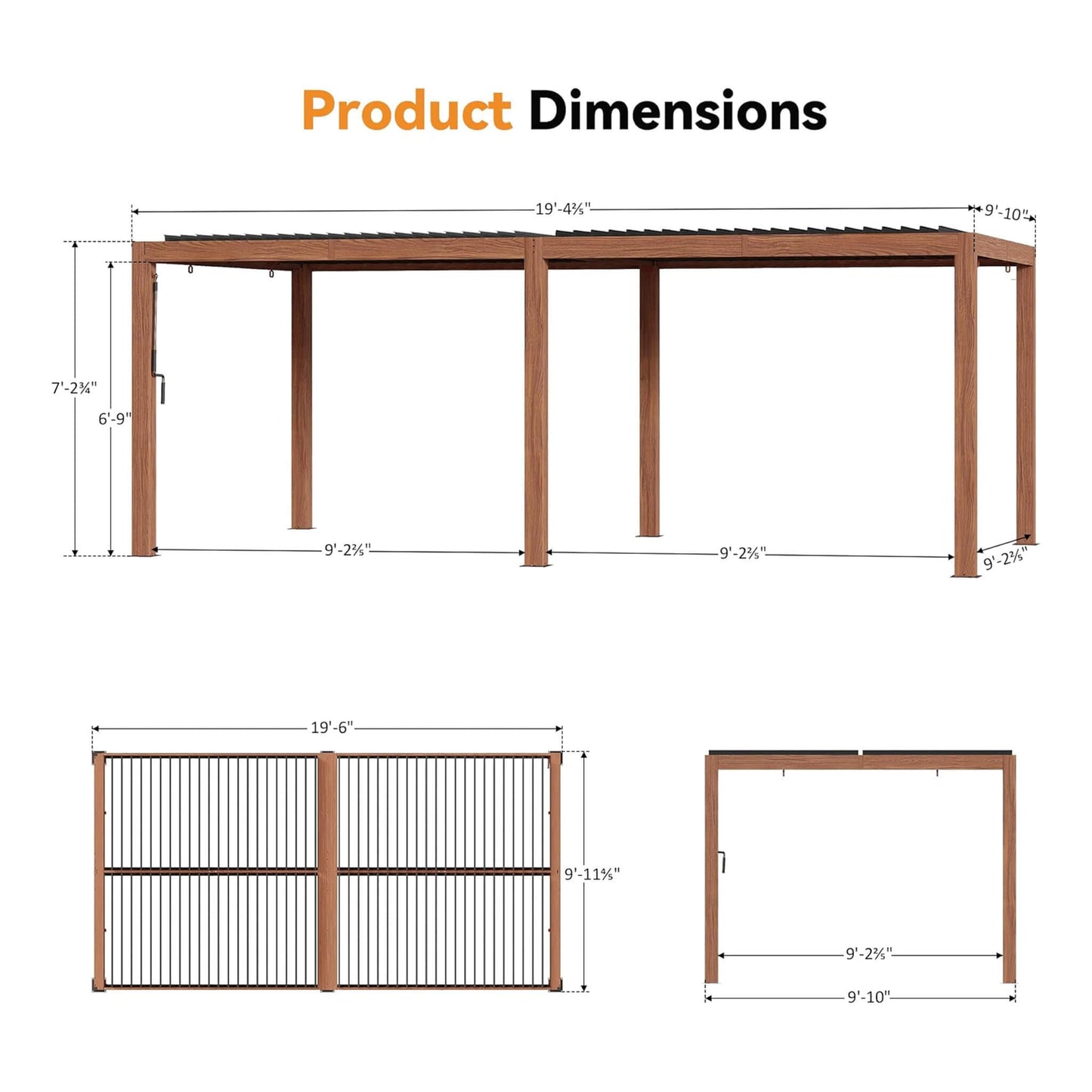 [10X20FT] Alora Heavy-Duty Luxury Outdoor Pergola With Adjustable Louvers And Integrated Drainage