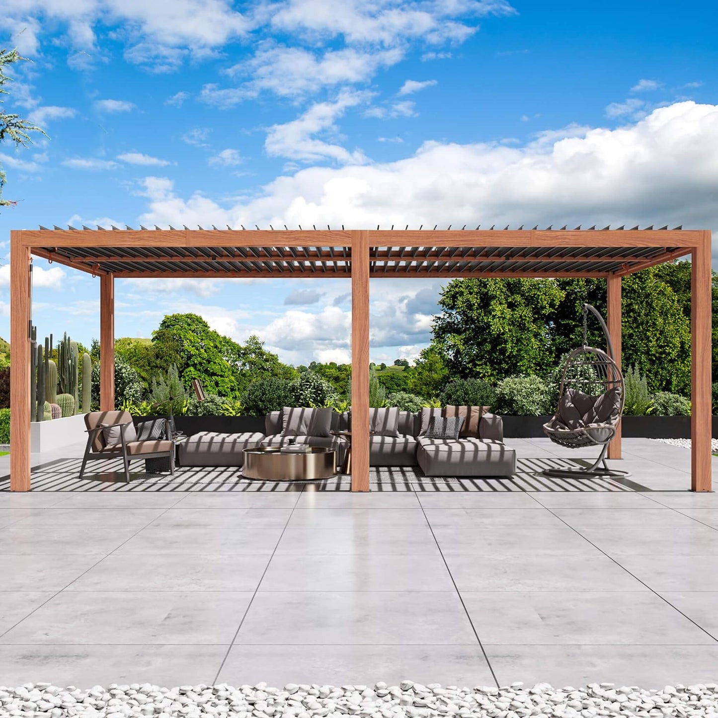 [10X20FT] Alora Heavy-Duty Luxury Outdoor Pergola With Adjustable Louvers And Integrated Drainage