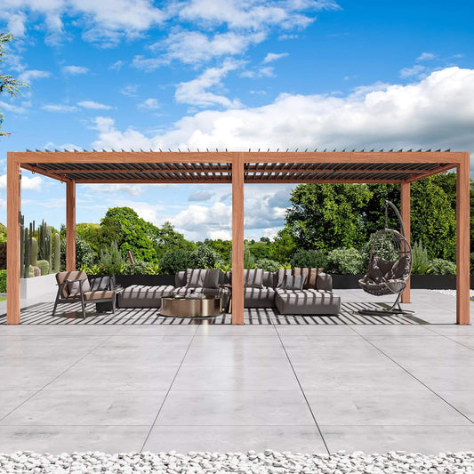 [10X20FT] Alora Heavy-Duty Luxury Outdoor Pergola With Adjustable Louvers And Integrated Drainage