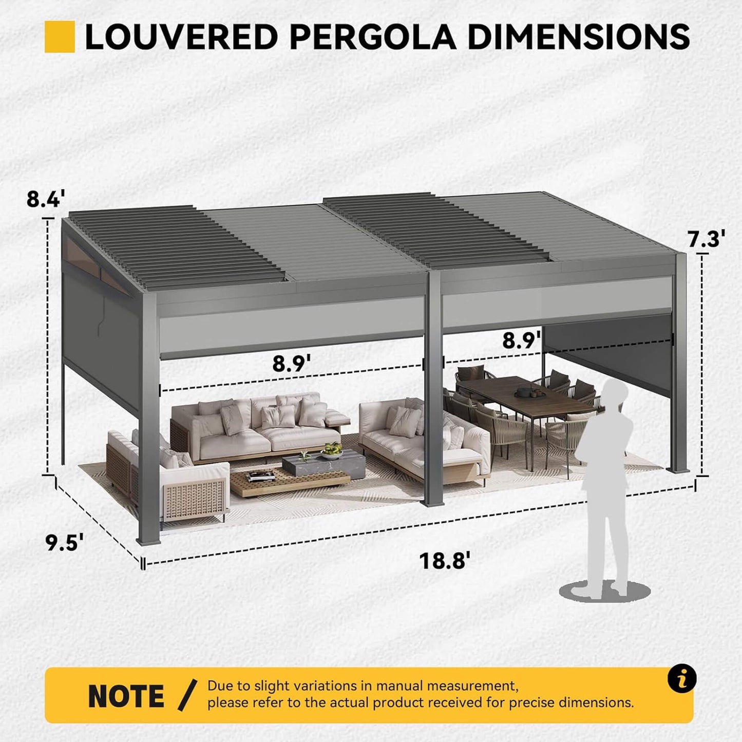 Alora Luxury Wall-Mounted Aluminum Louvered Pergola With Pull-Down Screens