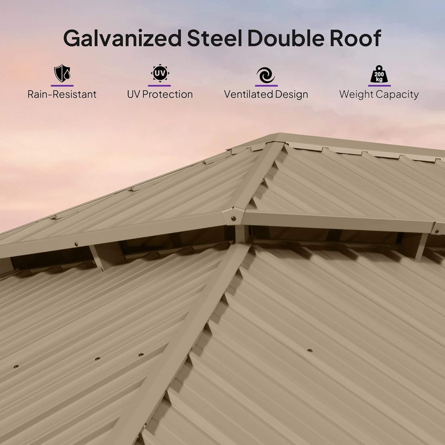 [14X28FT] Alora Extra-Large Hardtop Gazebo With Galvanized Steel Double Roof, Curtains And Netting