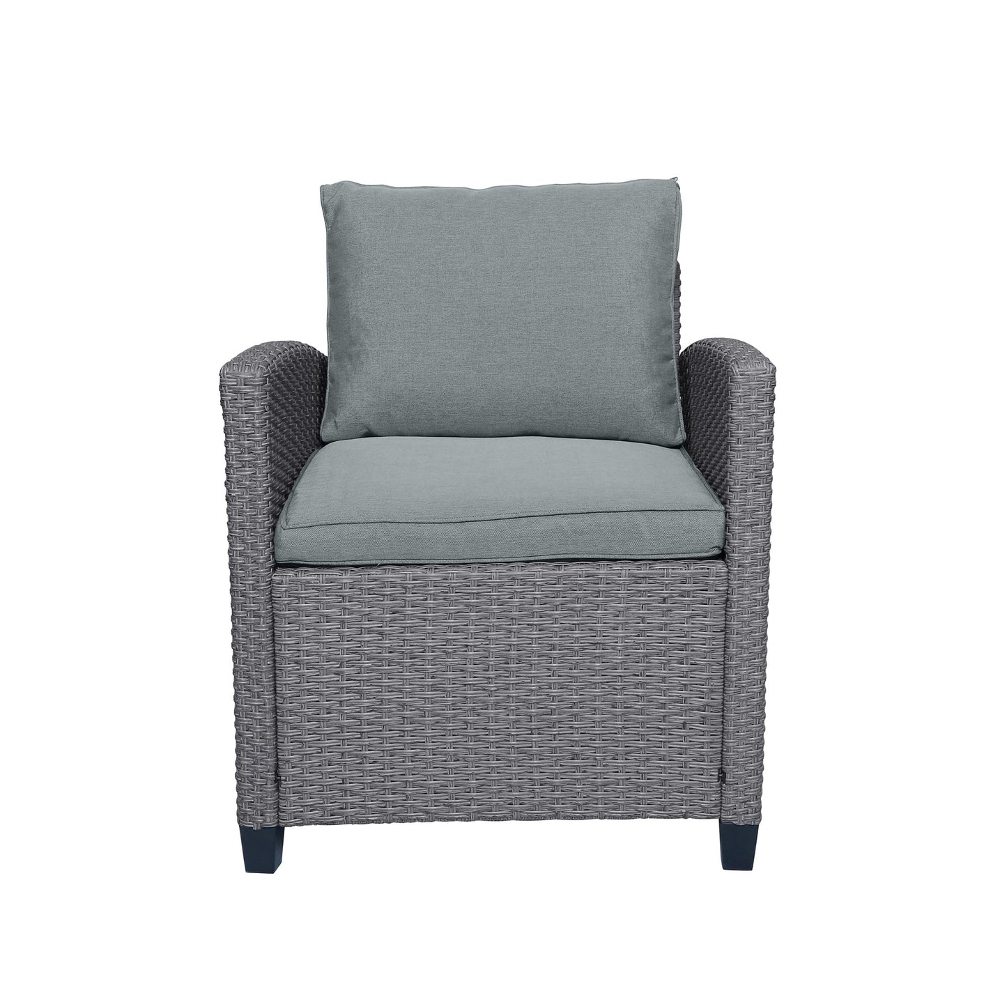 6-piece outdoor rattan wicker set chair, stool, and table (gray rattan+gray mat)