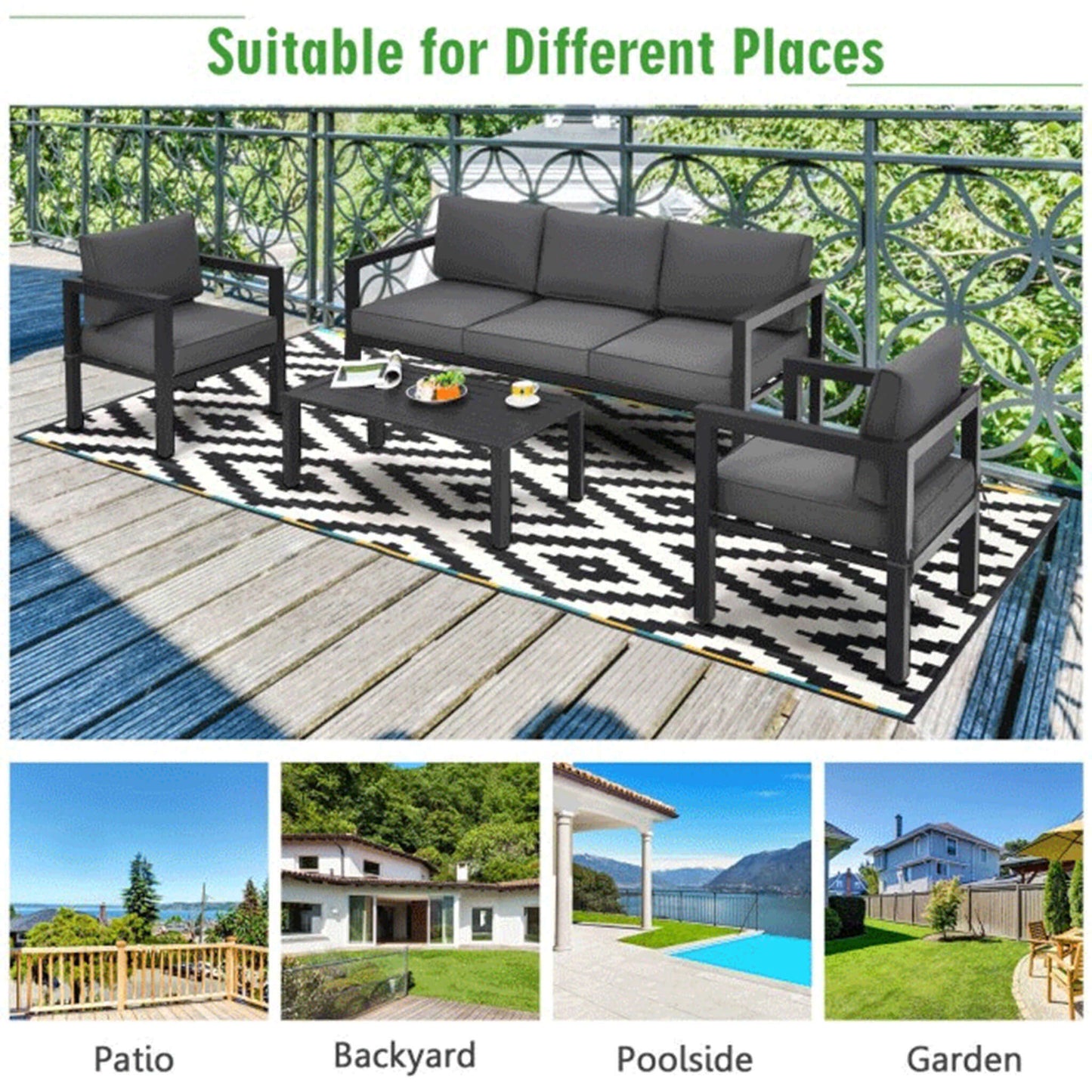 Alora 4-Piece Premium Outdoor Aluminum Furniture Set For Backyard & Poolside