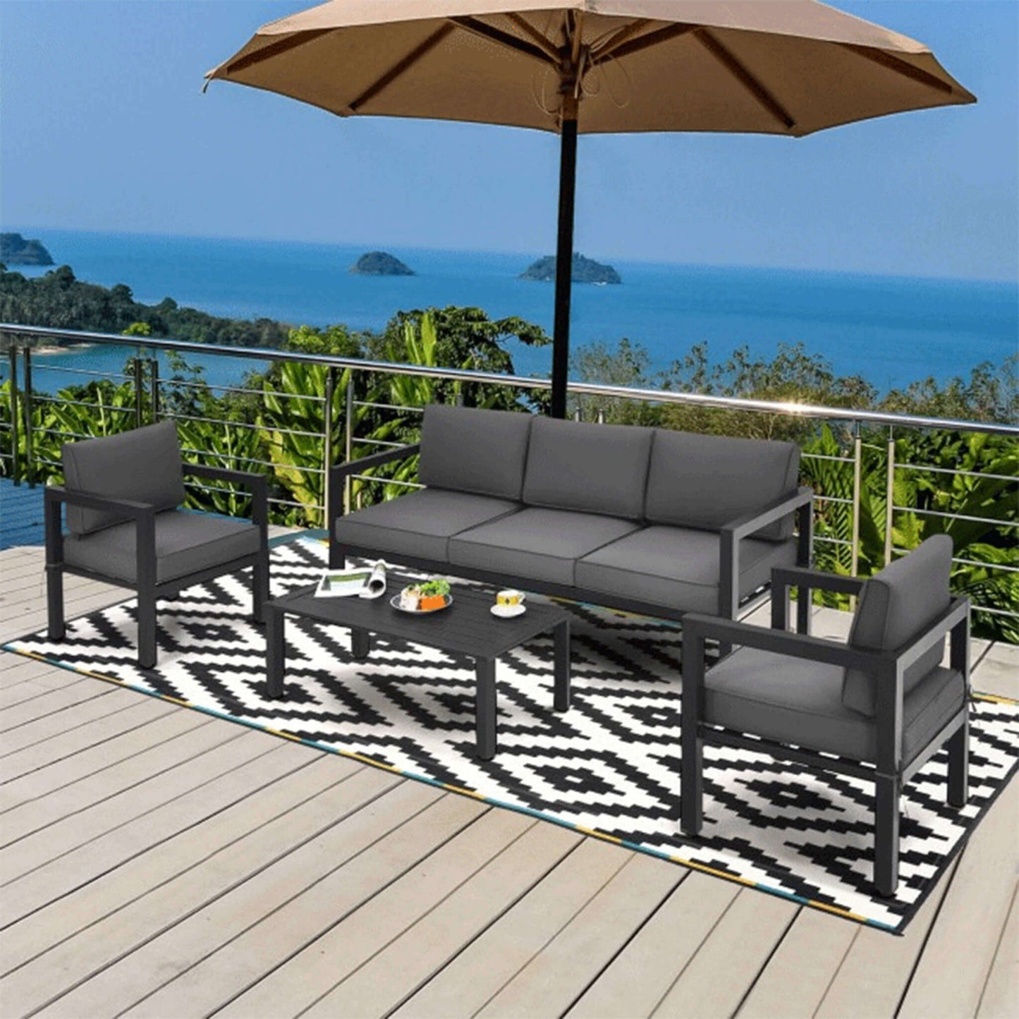 Alora 4-Piece Premium Outdoor Aluminum Furniture Set For Backyard & Poolside