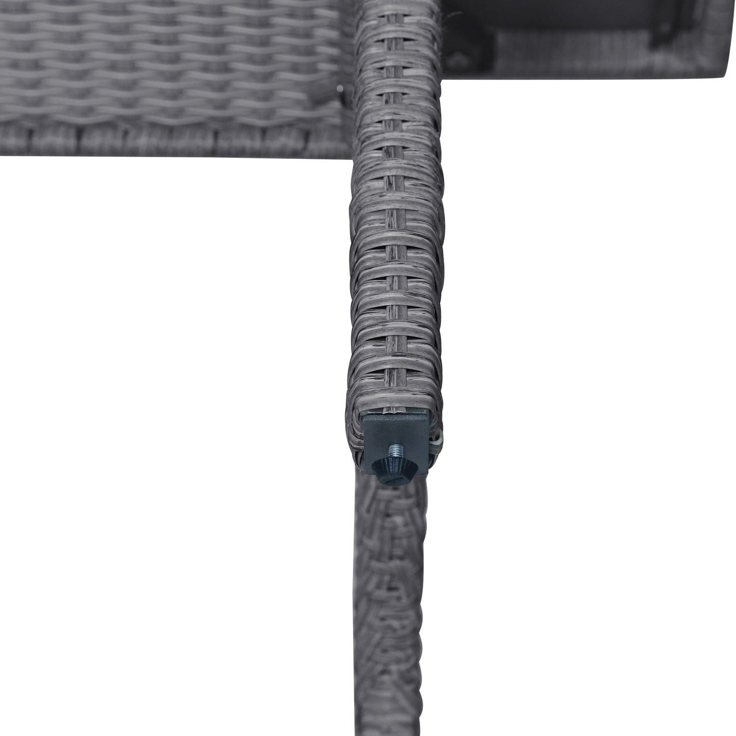6-piece outdoor rattan wicker set chair, stool, and table (gray rattan+gray mat)