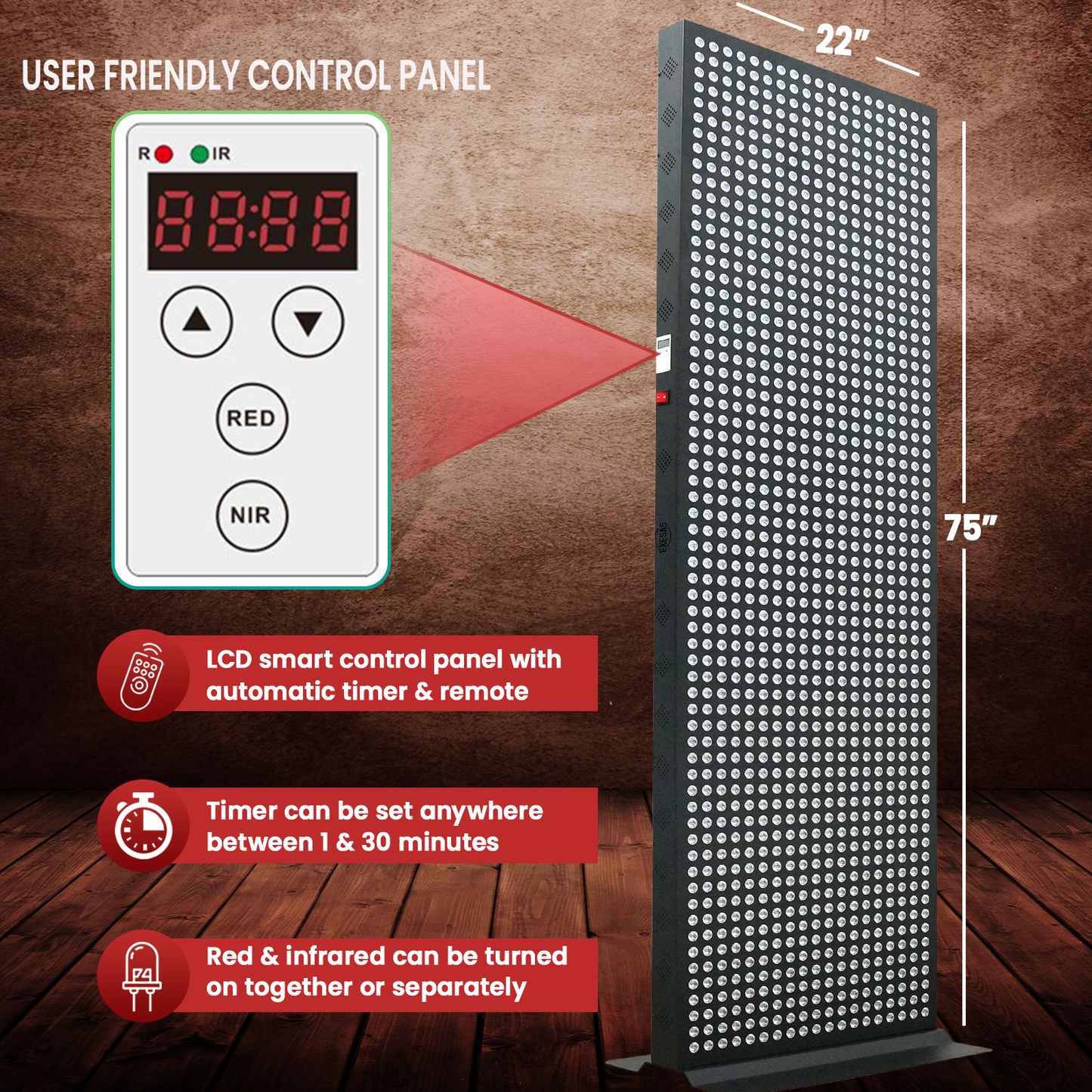 EXESAS     1216 LED, 6080W Dual-Chip, Red Light Therapy Device for Full Body, 4-Wavelengths Infrared LED Panel for Skin, Weight, Pain, Wellness