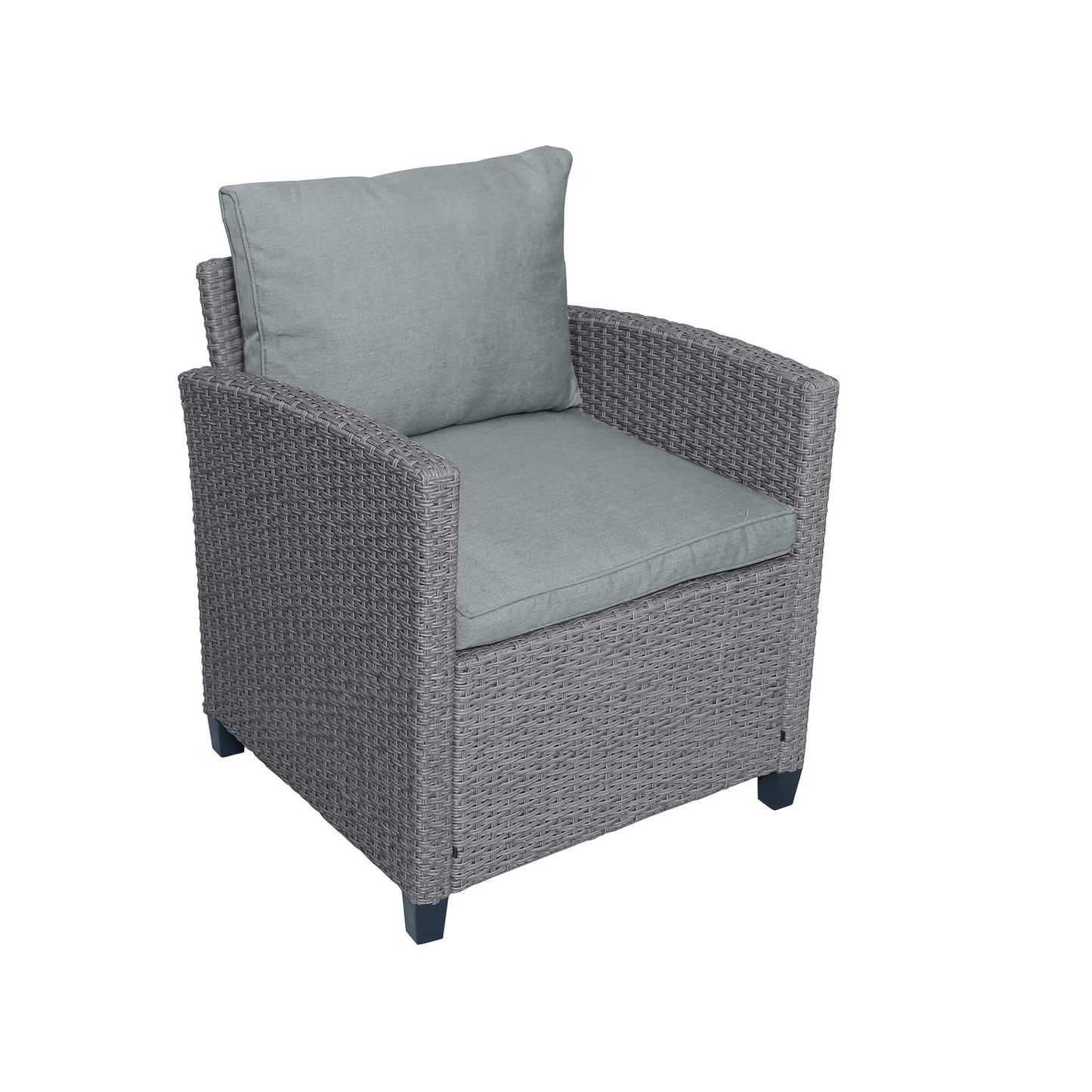 6-piece outdoor rattan wicker set chair, stool, and table (gray rattan+gray mat)