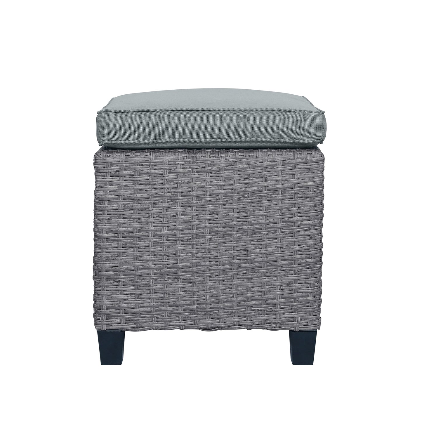 6-piece outdoor rattan wicker set chair, stool, and table (gray rattan+gray mat)