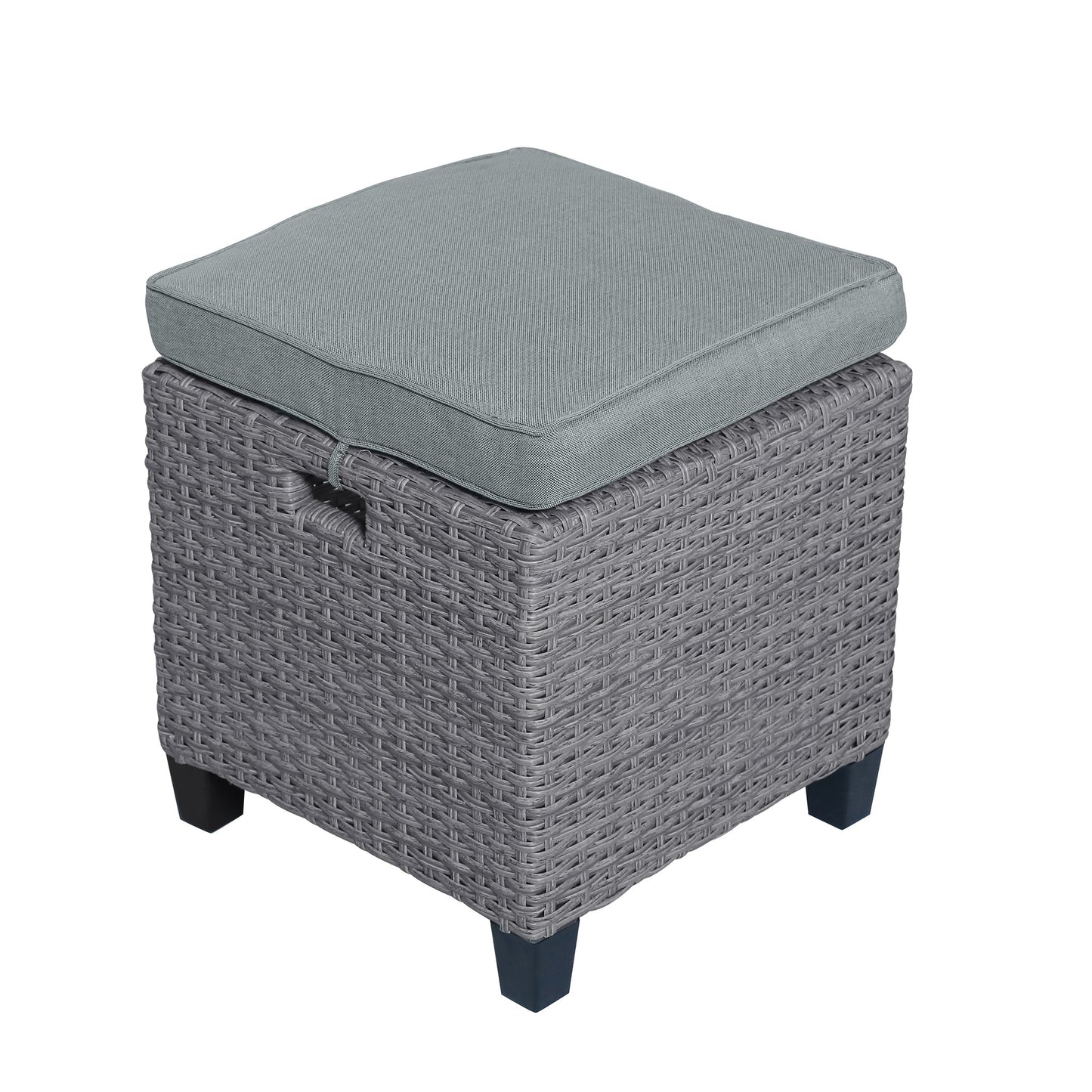 6-piece outdoor rattan wicker set chair, stool, and table (gray rattan+gray mat)