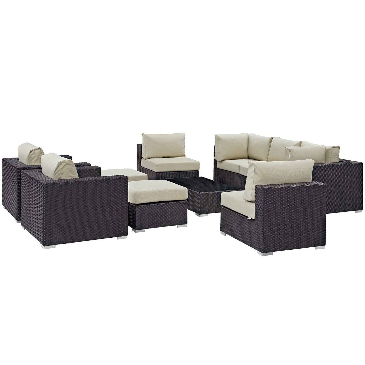 Outdoor Sectional Set - 10-Piece Convene Lounge Set by Modway