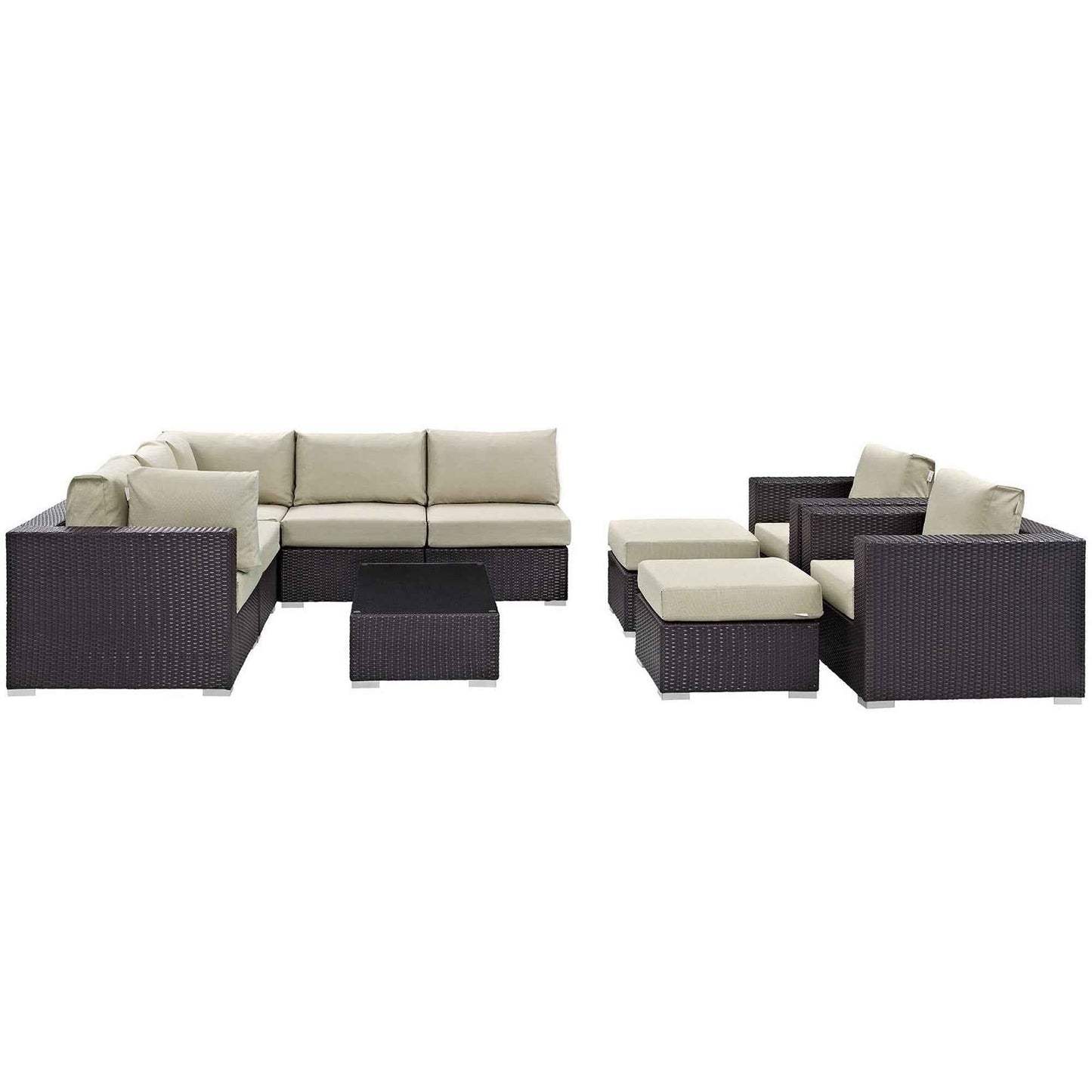 Outdoor Sectional Set - 10-Piece Convene Lounge Set by Modway