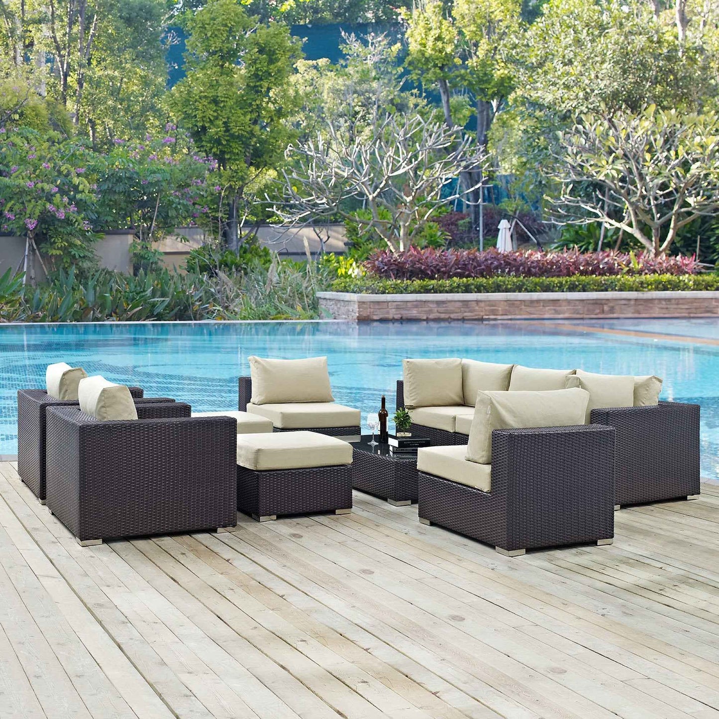 Outdoor Sectional Set - 10-Piece Convene Lounge Set by Modway