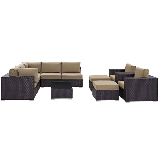 Outdoor Sectional Set - 10-Piece Convene Lounge Set by Modway