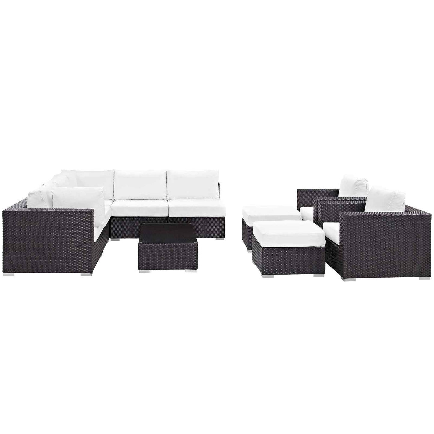 Outdoor Sectional Set - 10-Piece Convene Lounge Set by Modway