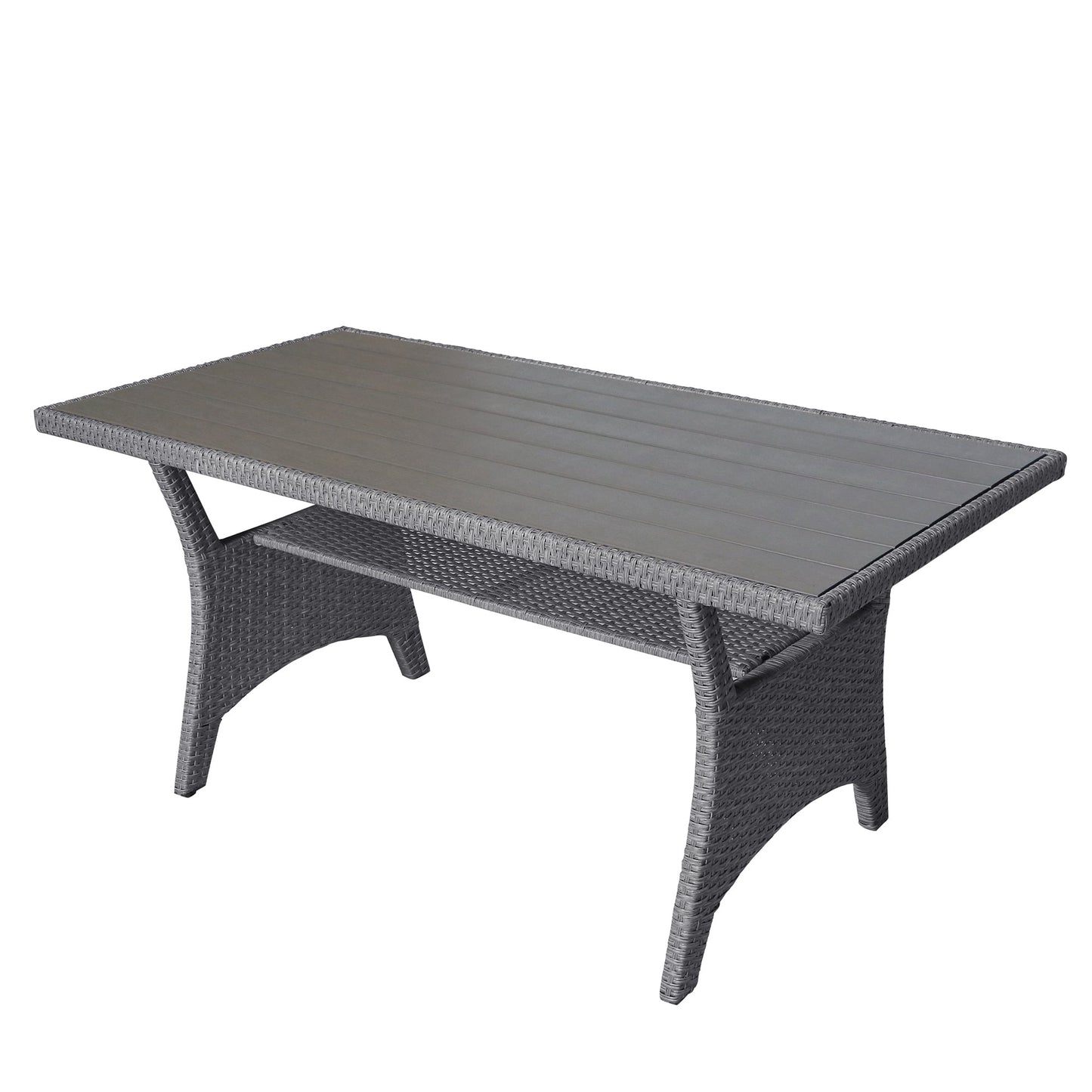 6-piece outdoor rattan wicker set chair, stool, and table (gray rattan+gray mat)