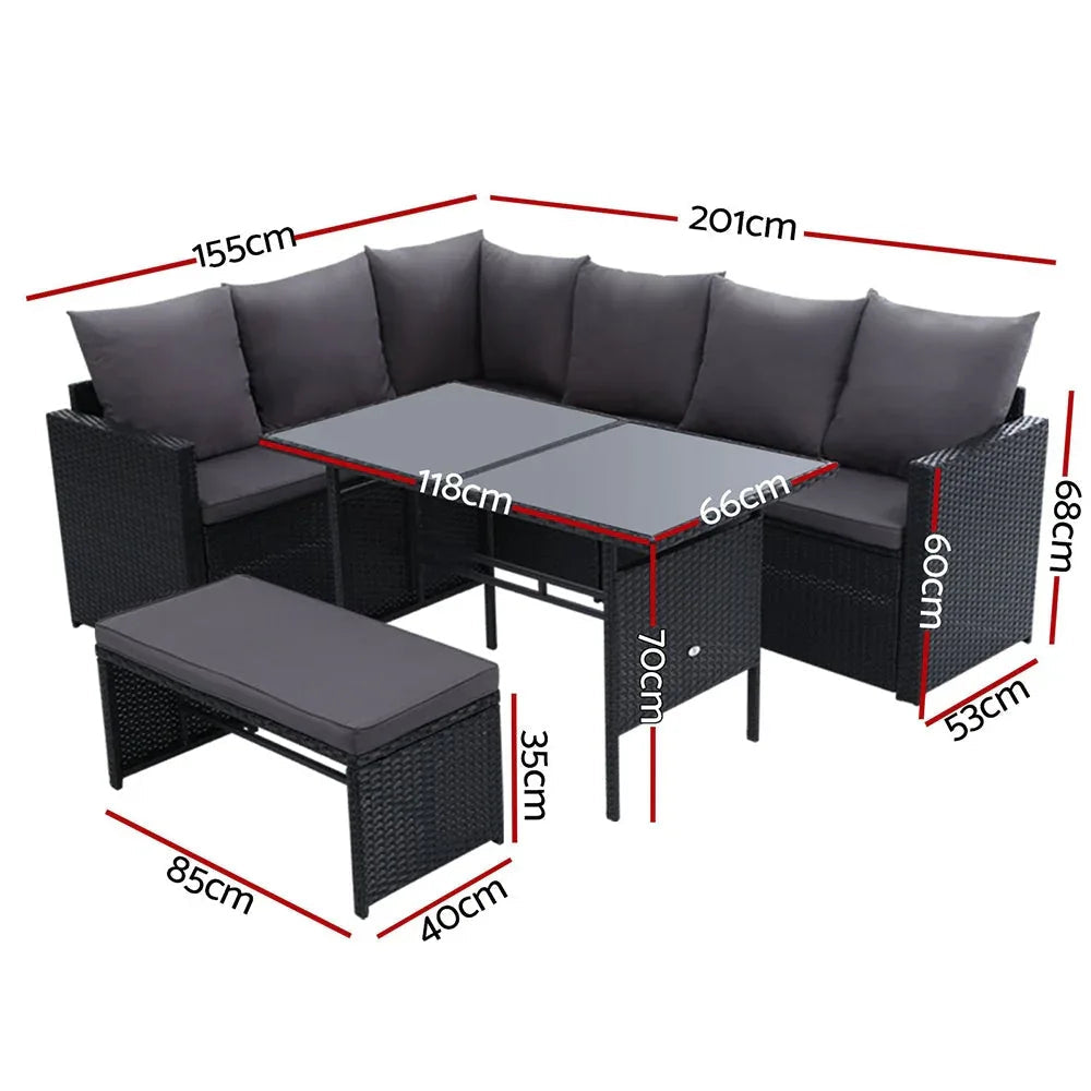 Gardeon Outdoor Furniture Dining Setting Sofa Set Wicker 8 Seater