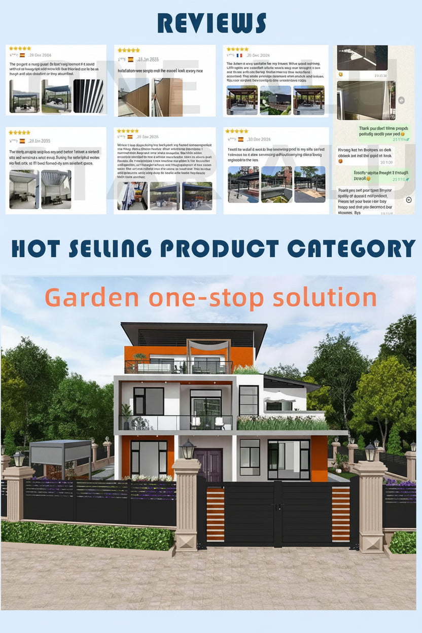 Bioclimatic Aluminum  Pergola 3x4m/10x13ft Manual flip louvered roof with  roller blinds  gazebo canopy carport garden