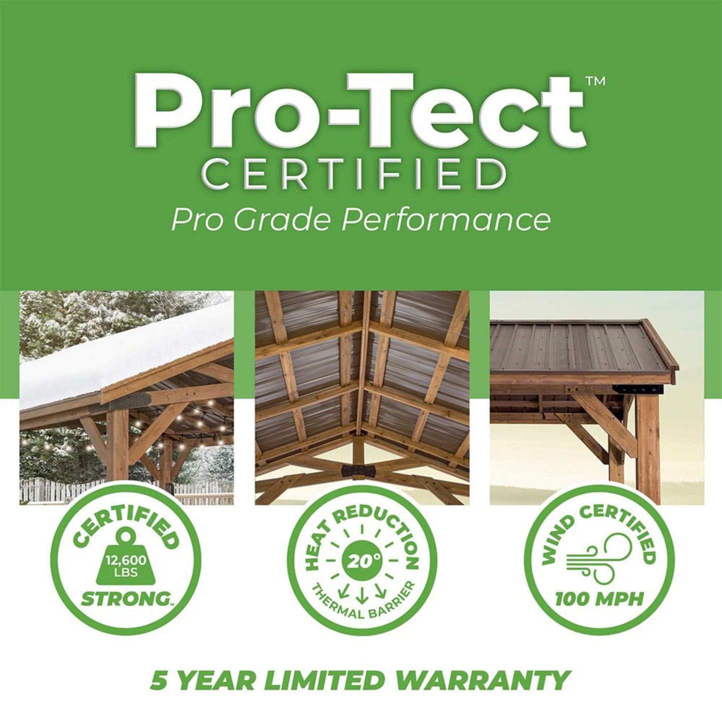 [12X20FT] Alora Premium All Cedar Wooden Carport Pavilion Gazebo With Sloped Hardtop Steel Roof