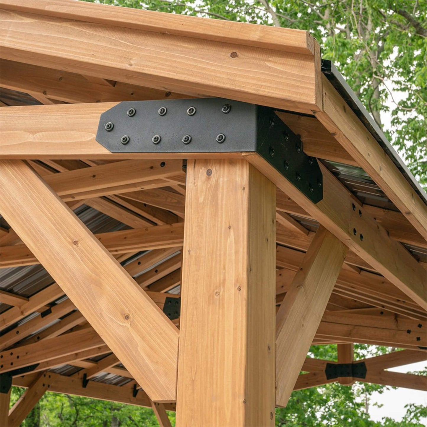 [12X20FT] Alora Premium All Cedar Wooden Carport Pavilion Gazebo With Sloped Hardtop Steel Roof