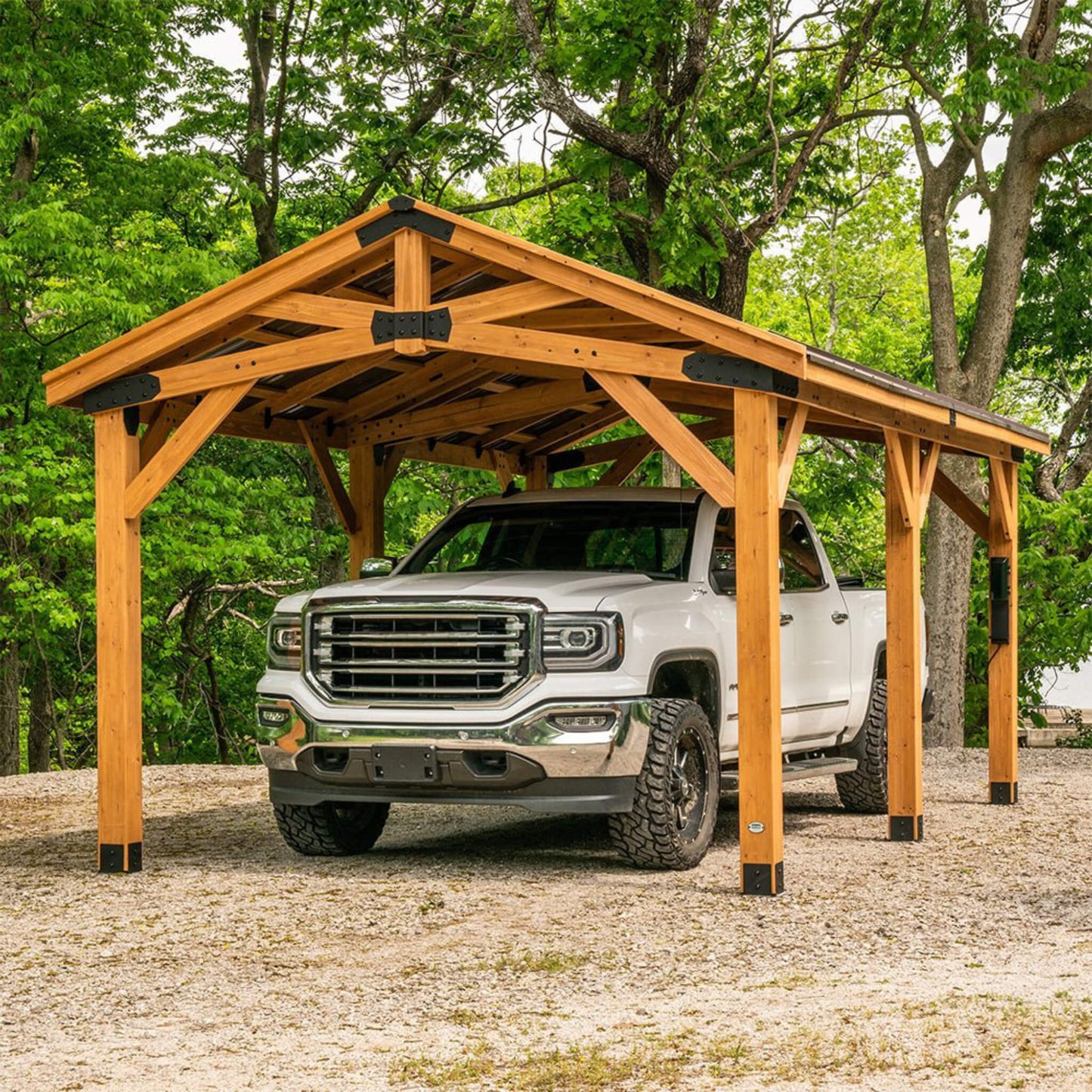 [12X20FT] Alora Premium All Cedar Wooden Carport Pavilion Gazebo With Sloped Hardtop Steel Roof