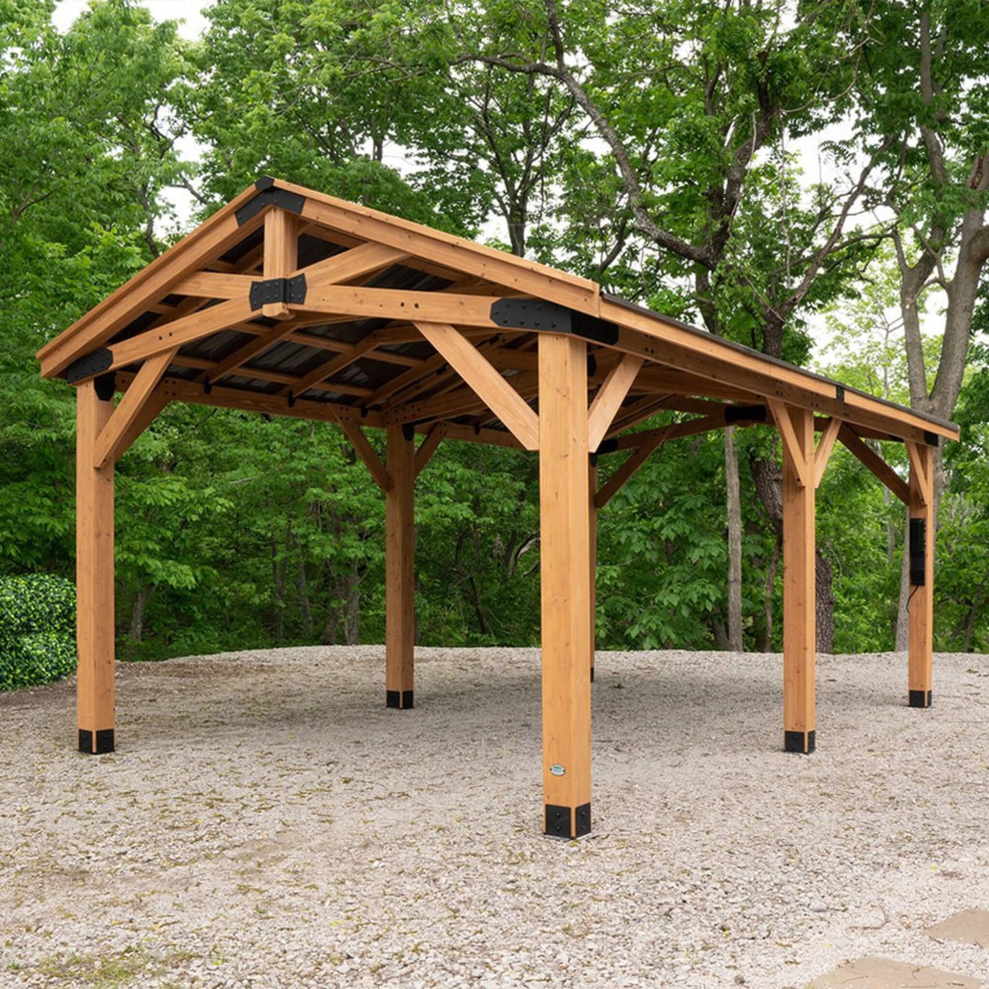 [12X20FT] Alora Premium All Cedar Wooden Carport Pavilion Gazebo With Sloped Hardtop Steel Roof