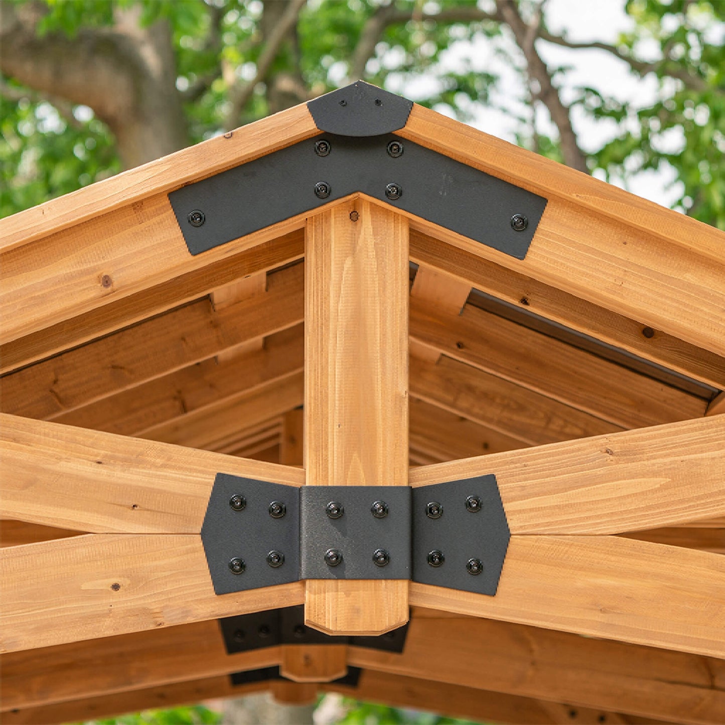 [12X20FT] Alora Premium All Cedar Wooden Carport Pavilion Gazebo With Sloped Hardtop Steel Roof