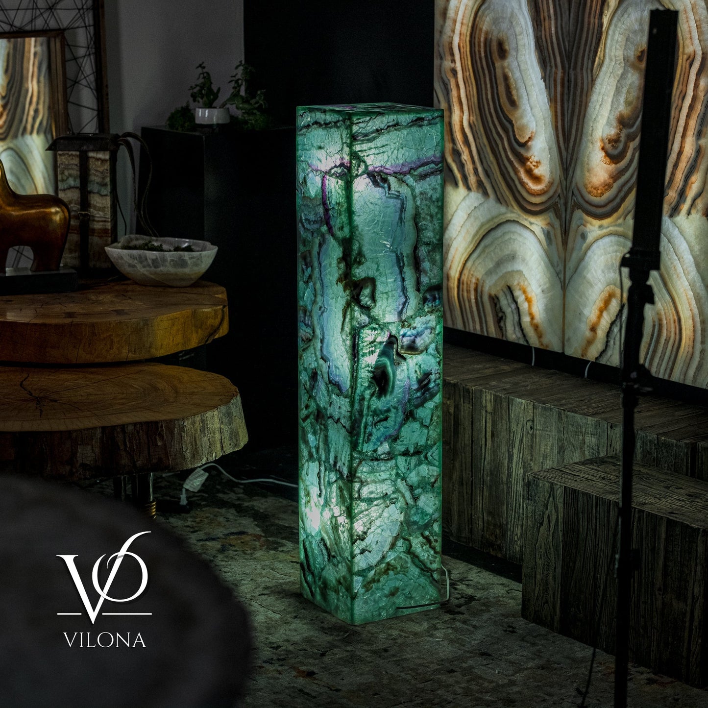 Fluorite Floor Lamp - Medium - 47.5"H x 10"W - Square - #9