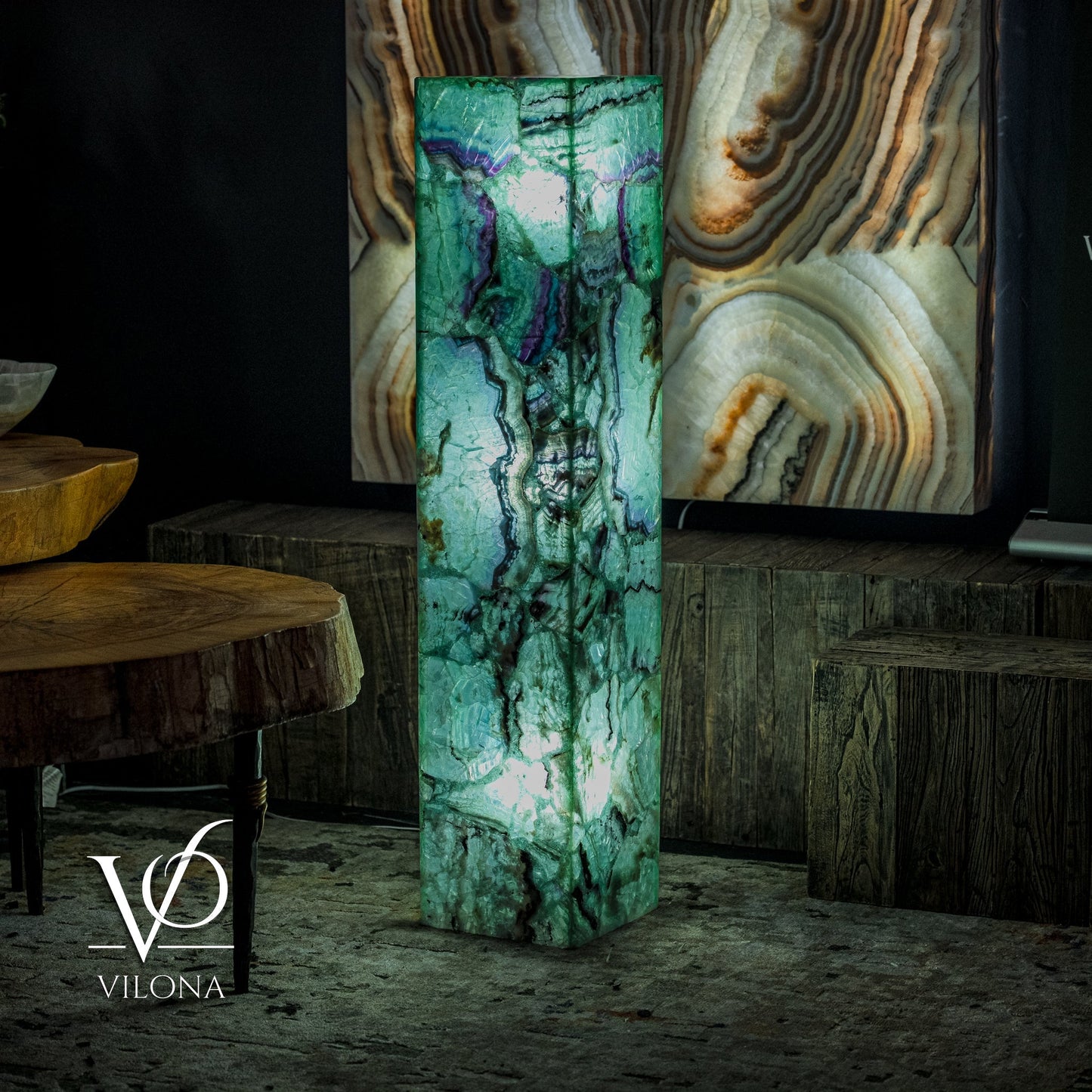 Fluorite Floor Lamp - Medium - 47.5"H x 10"W - Square - #9