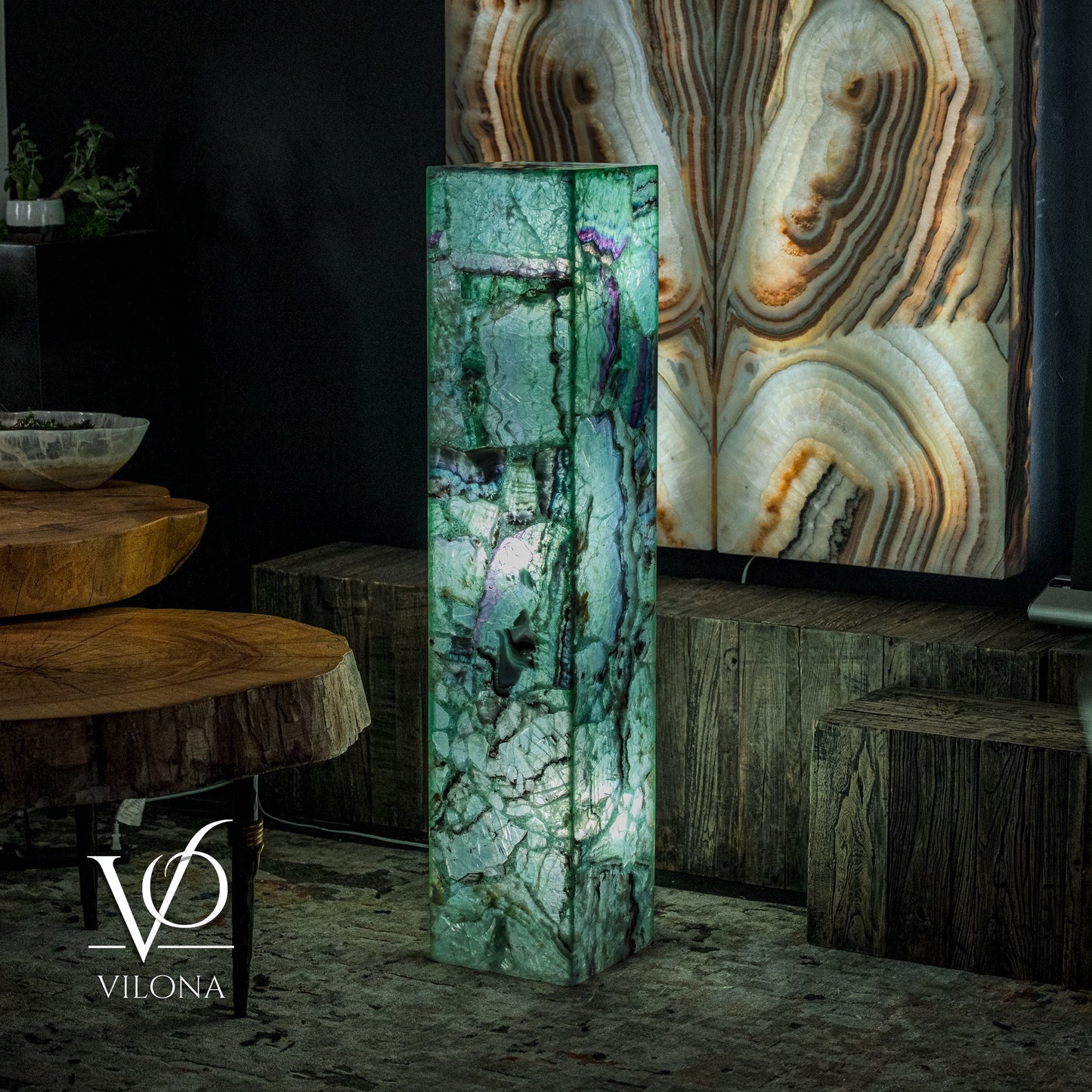 Fluorite Floor Lamp - Medium - 47.5"H x 10"W - Square - #9