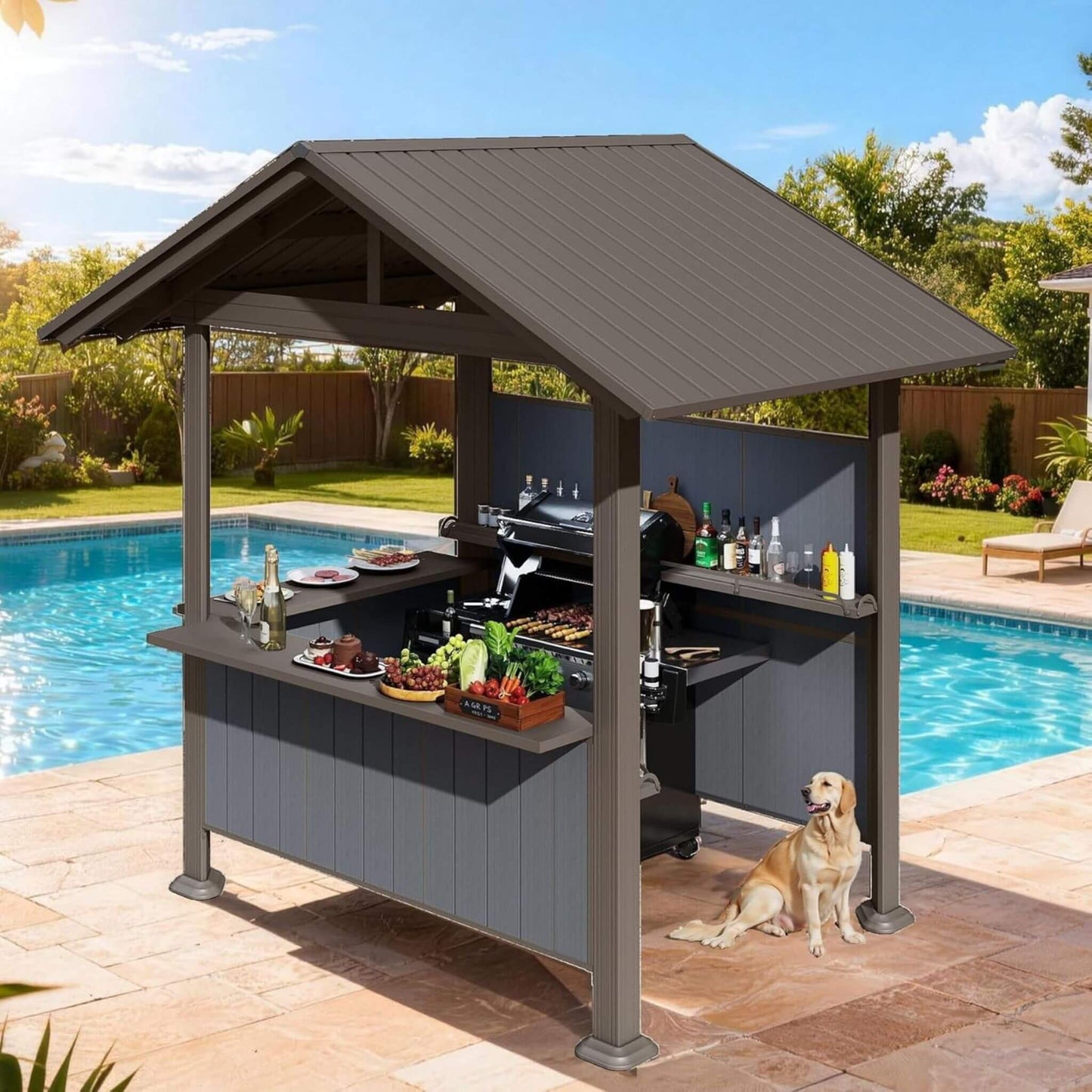 [06X09FT] Alora Heavy-Duty Gable Roof Hardtop Grill Gazebo