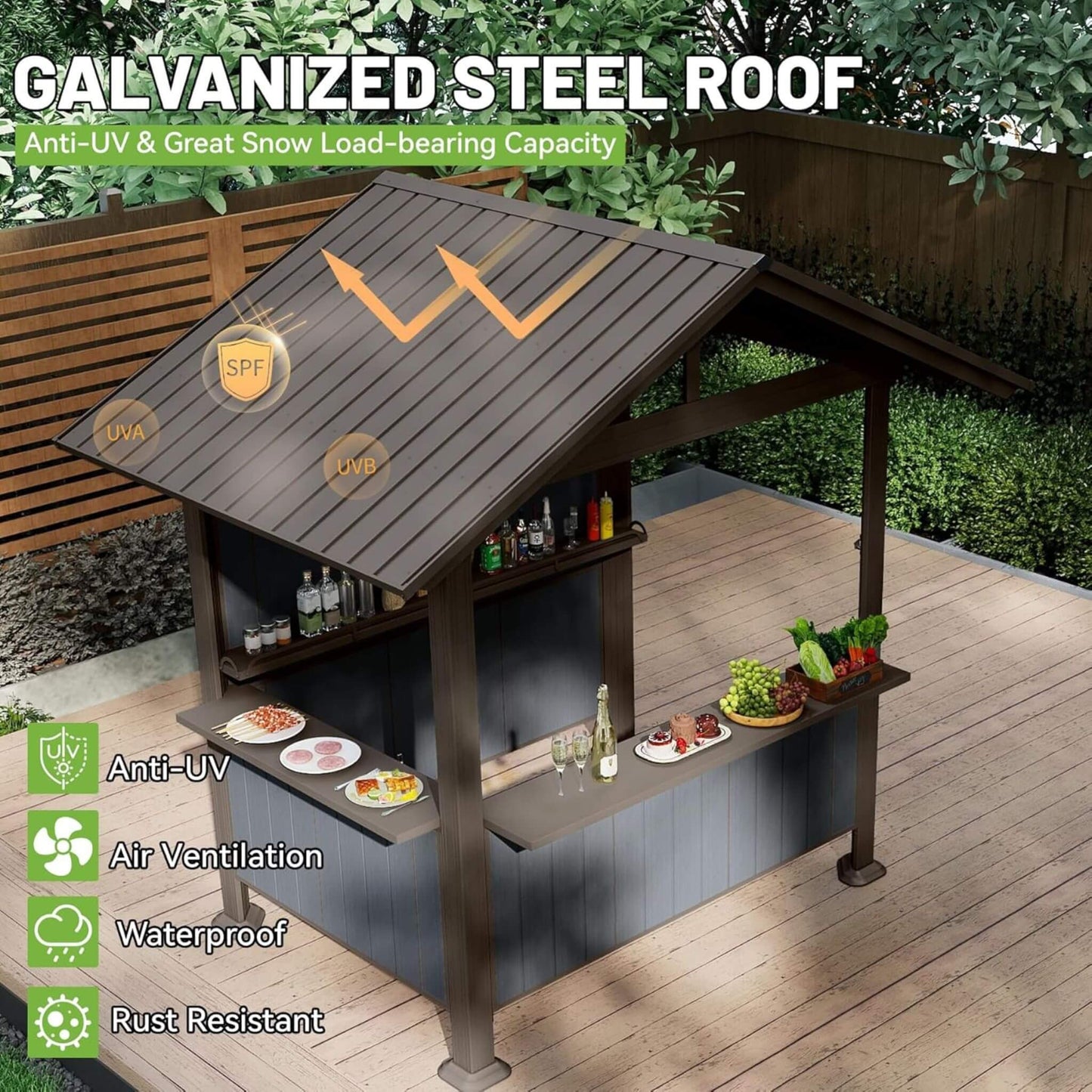 [06X09FT] Alora Heavy-Duty Gable Roof Hardtop Grill Gazebo