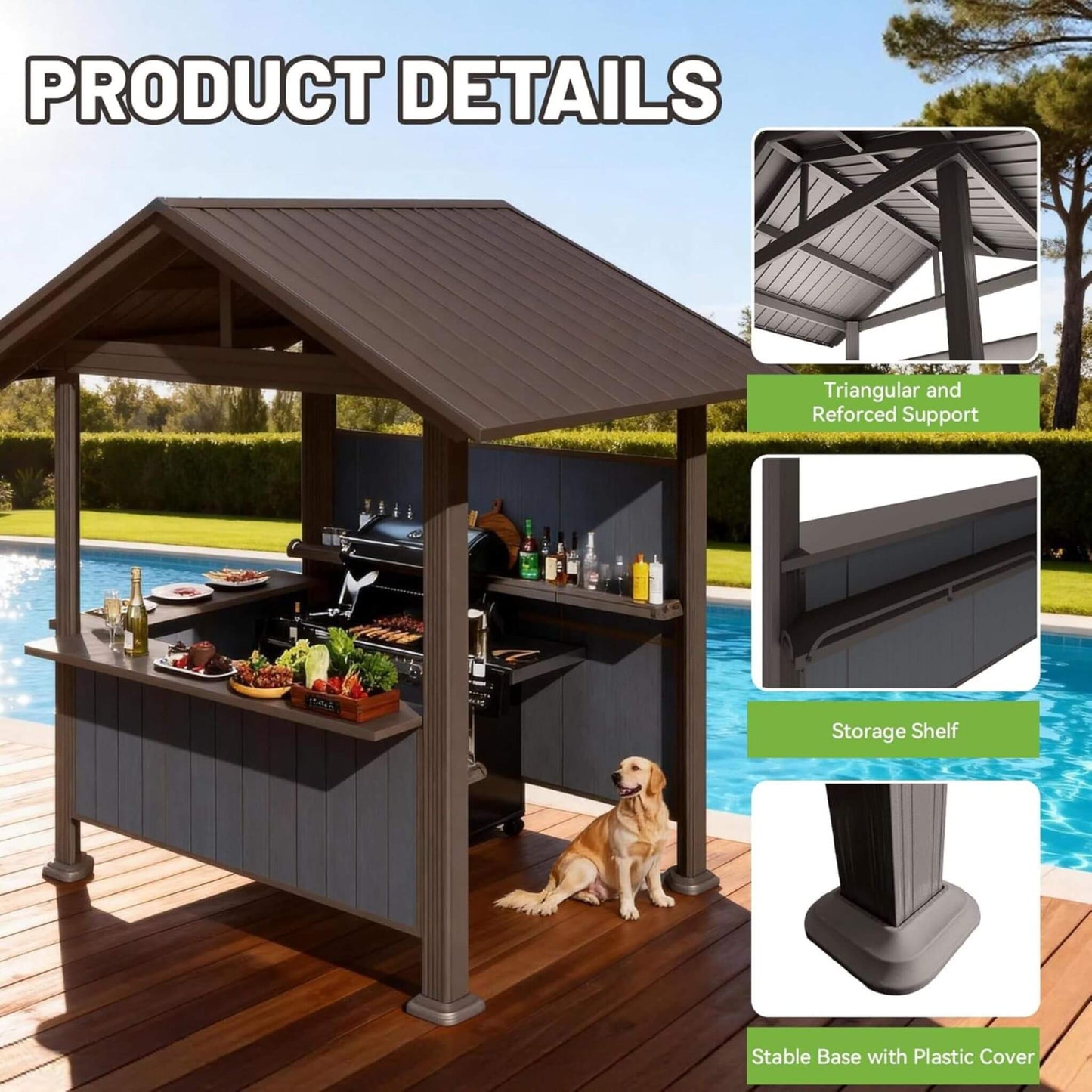 [06X09FT] Alora Heavy-Duty Gable Roof Hardtop Grill Gazebo