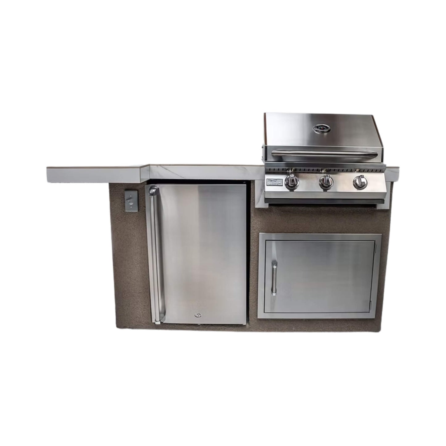 KoKoMo Grills Mini Maui 6FT BBQ Island With LED Lights, Built-In BBQ And Refrigerator [Made-To-Order]